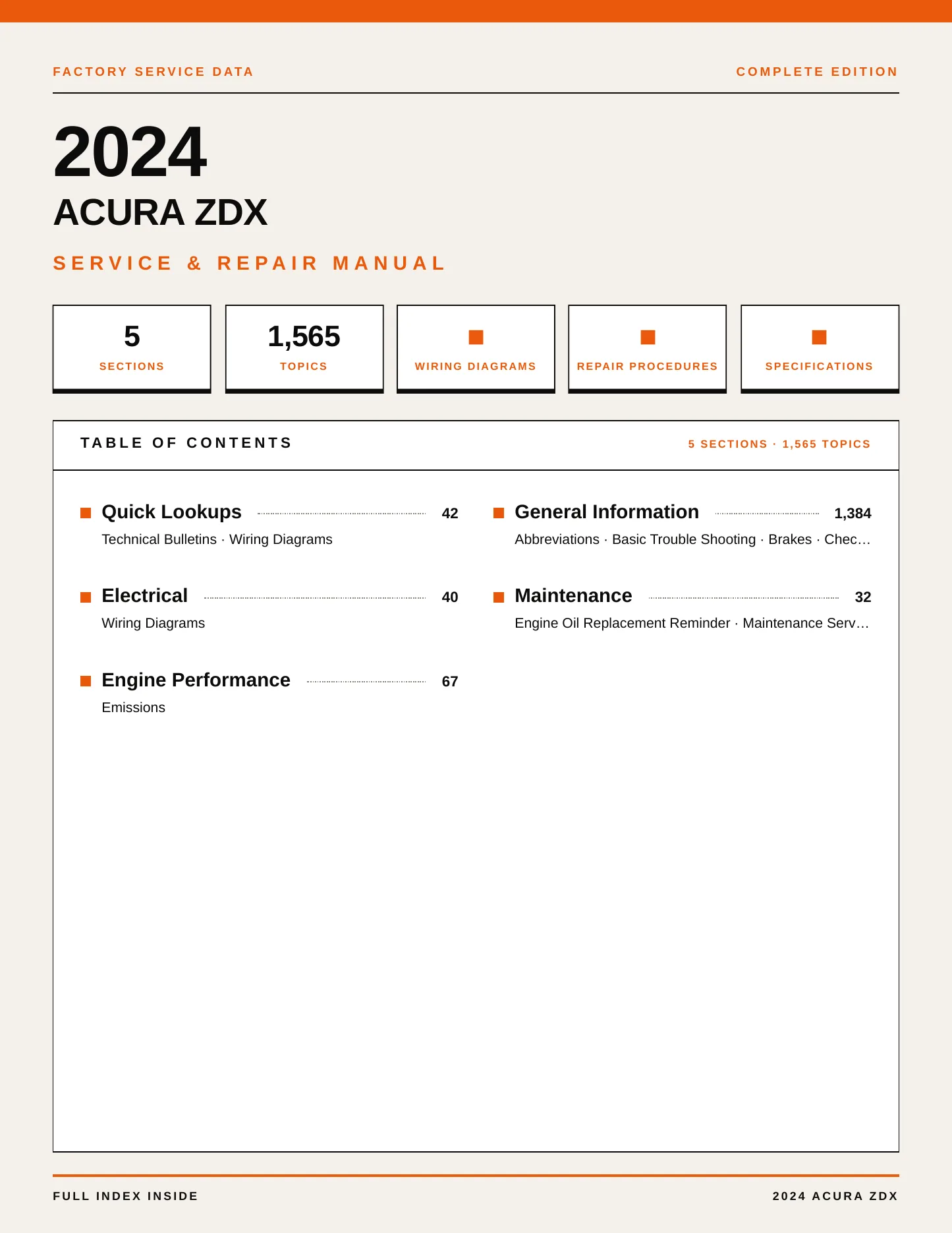 2024 Acura ZDX Service and Repair Manual preview page 1