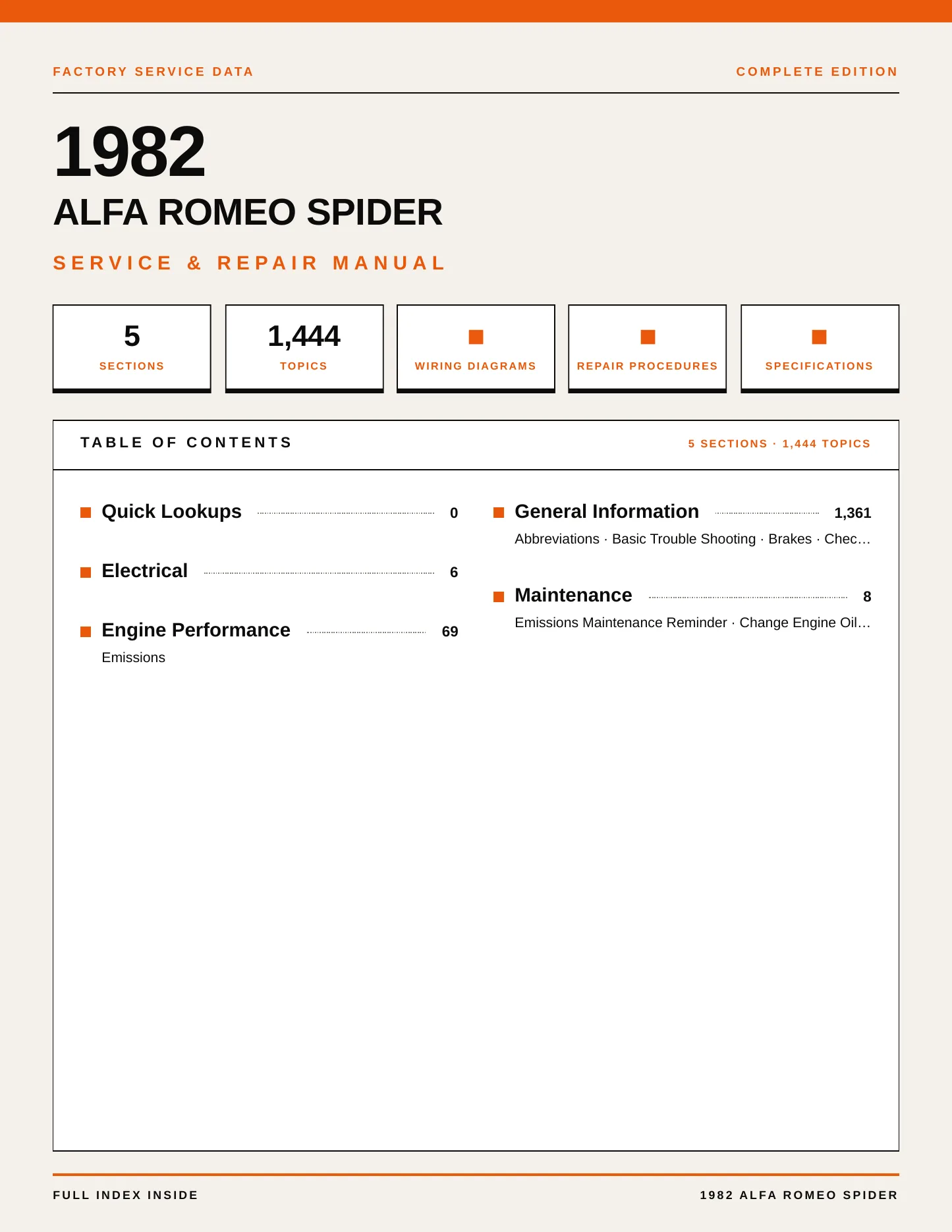 1982 Alfa Romeo Spider Service and Repair Manual preview page 1