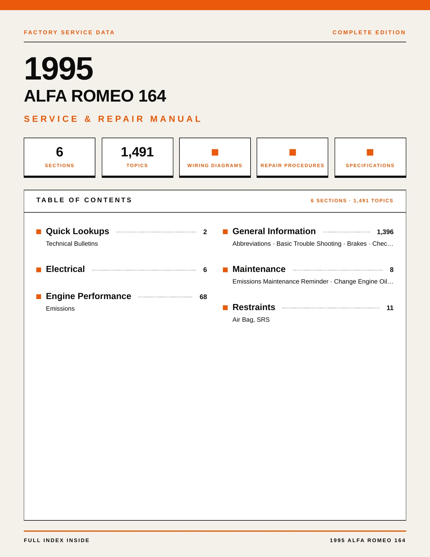 1995 Alfa Romeo 164 service manual page 1