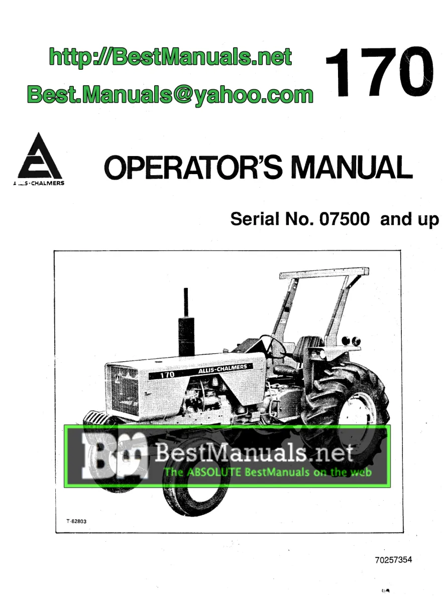 Allis Chalmers 170 Tractor Operator's Manual preview page 1