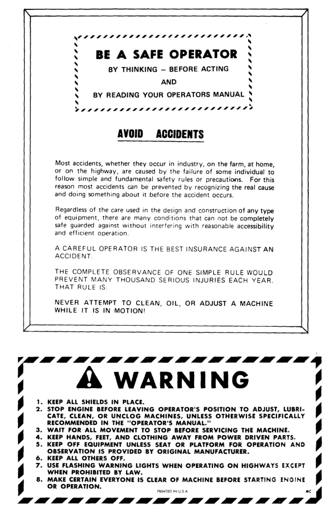 Allis Chalmers 170 Tractor Operator's Manual preview page 5