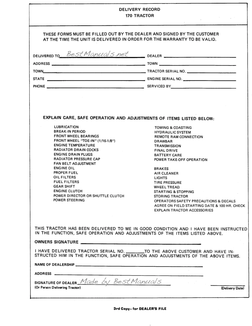 Allis Chalmers 170 Tractor Operator's Manual preview page 6