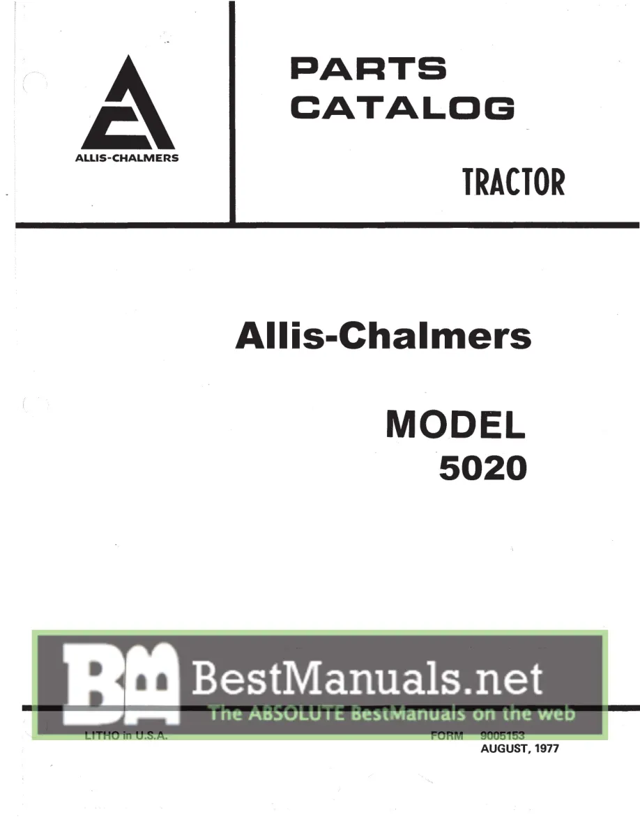 Allis Chalmers 5020 Tractor Parts Manual preview page 1