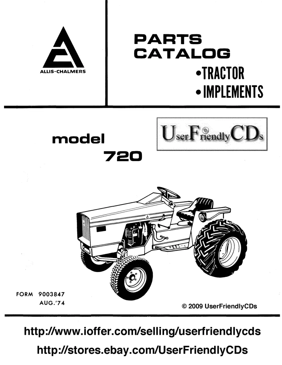 Allis Chalmers 720 Tractor Parts Manual preview page 1
