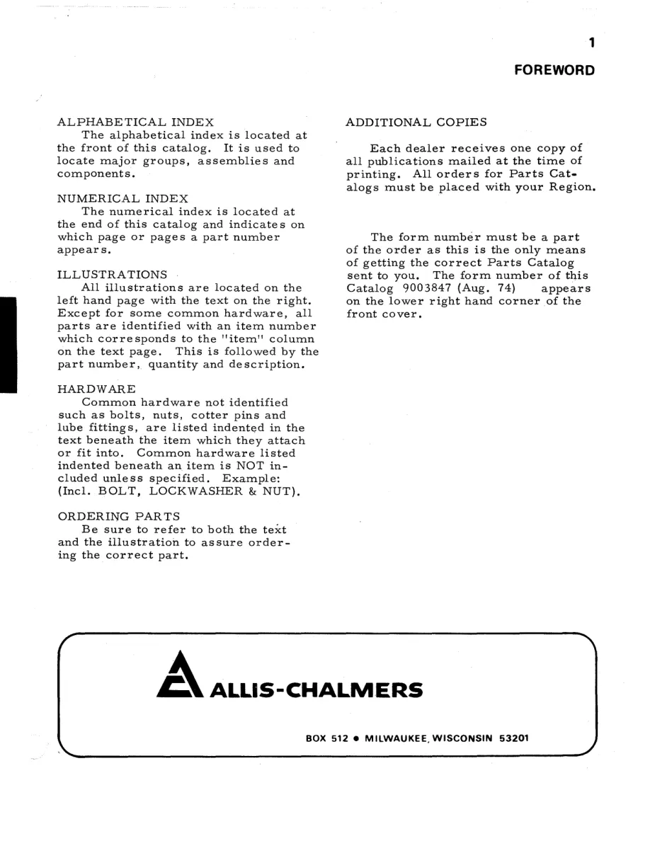 Allis Chalmers 720 Tractor Parts Manual preview page 2