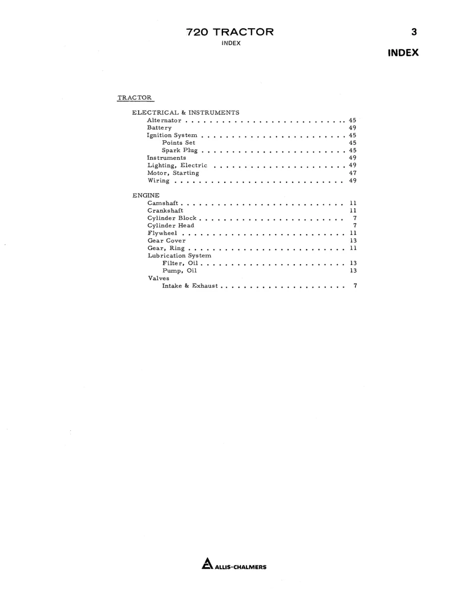 Allis Chalmers 720 Tractor Parts Manual preview page 4