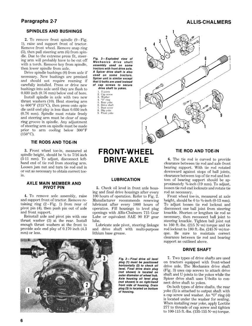 Allis Chalmers 8050 Tractor Service & Repair Manual preview page 5