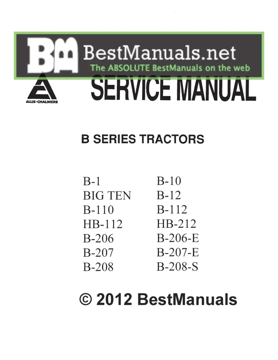 Allis Chalmers B-112 Tractor Parts Manual preview page 1