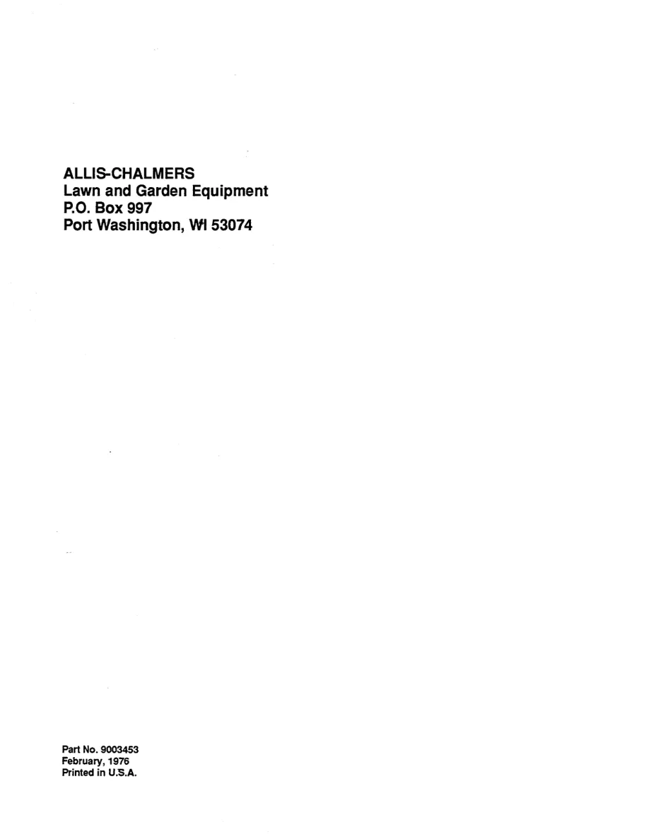 Allis Chalmers B-112 Tractor Parts Manual preview page 5