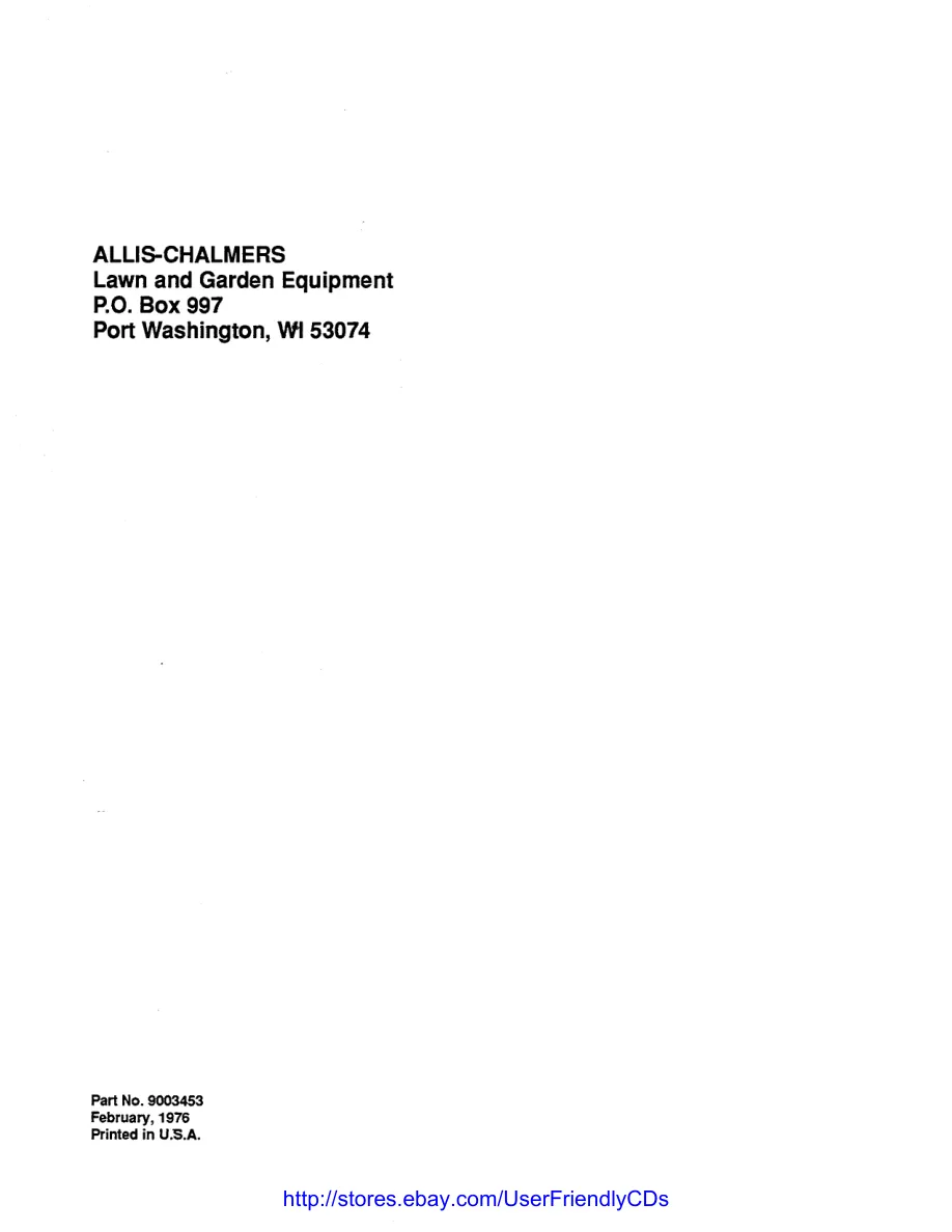 Allis Chalmers B110 B-110 AC Tractor & Attachments Service & Repair Manual preview page 5