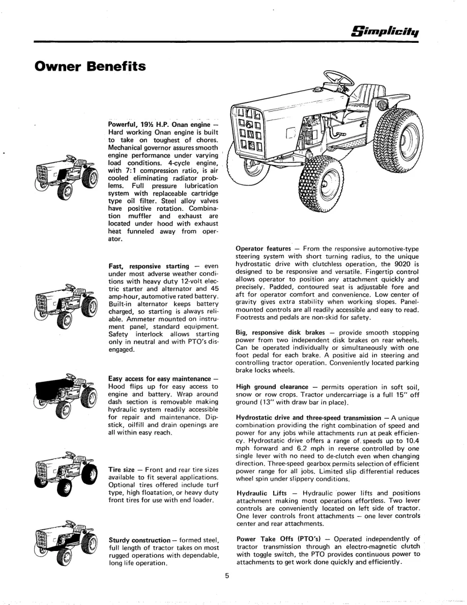 Allis Chalmers -Chalmers 720 & Simplicity 9020 Tractor Operator's Manual preview page 6