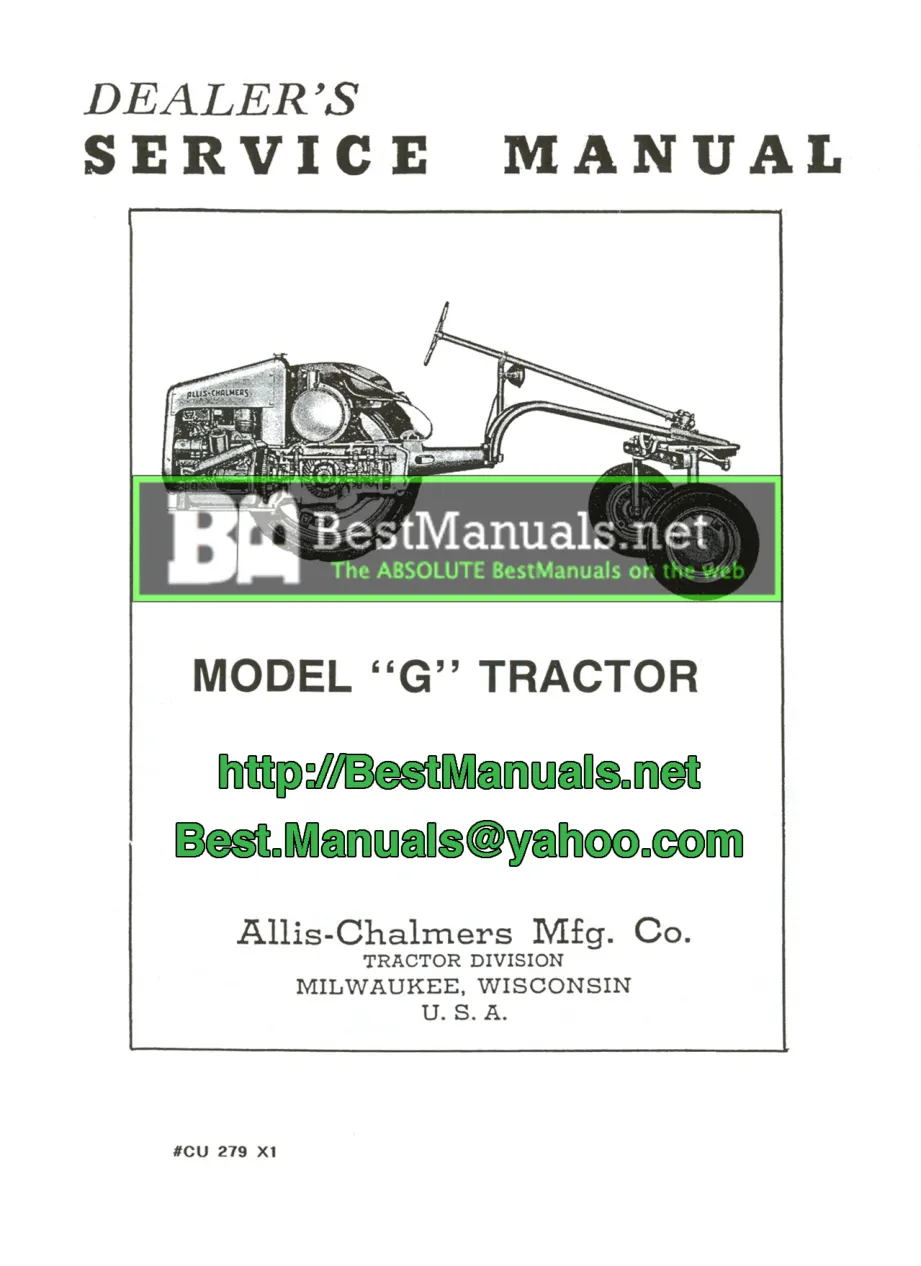Allis Chalmers G Tractor Service & Repair Manual preview page 1