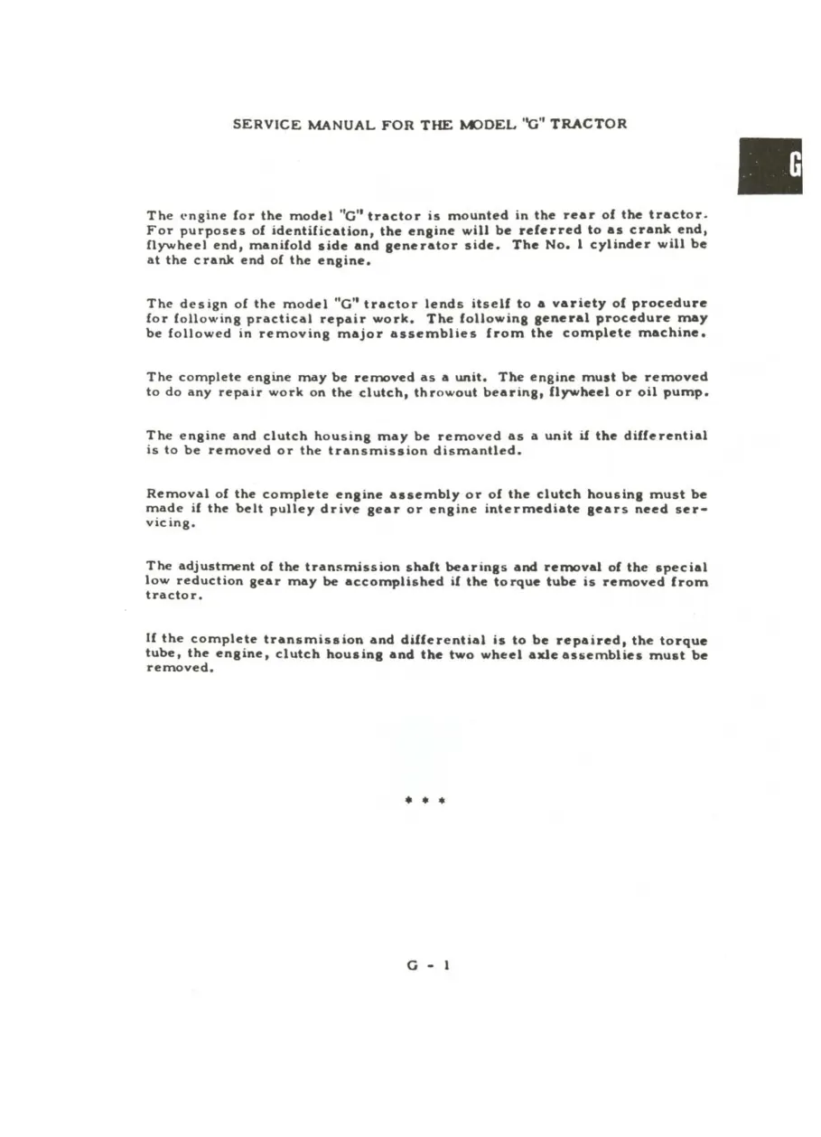 Allis Chalmers G Tractor Service & Repair Manual preview page 3