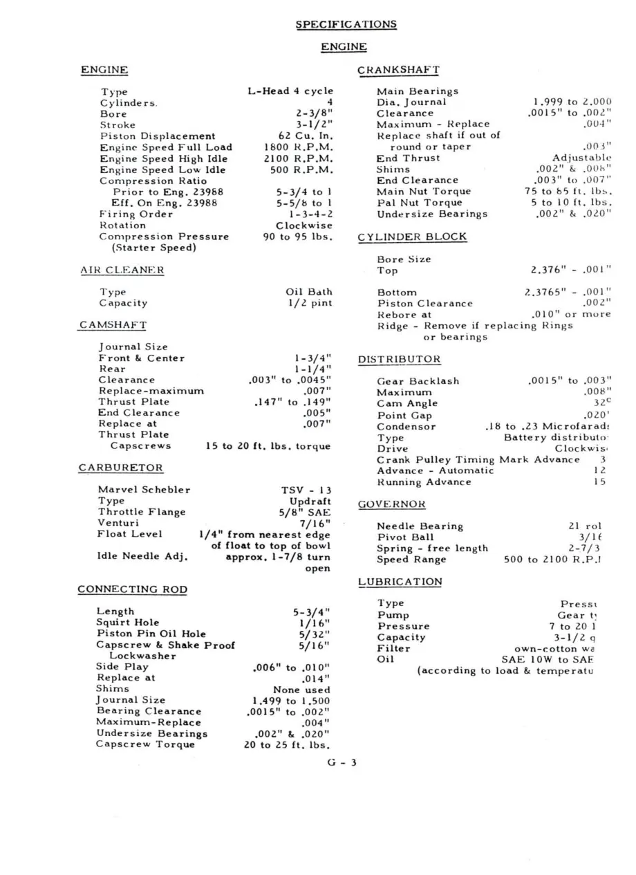 Allis Chalmers G Tractor Service & Repair Manual preview page 5