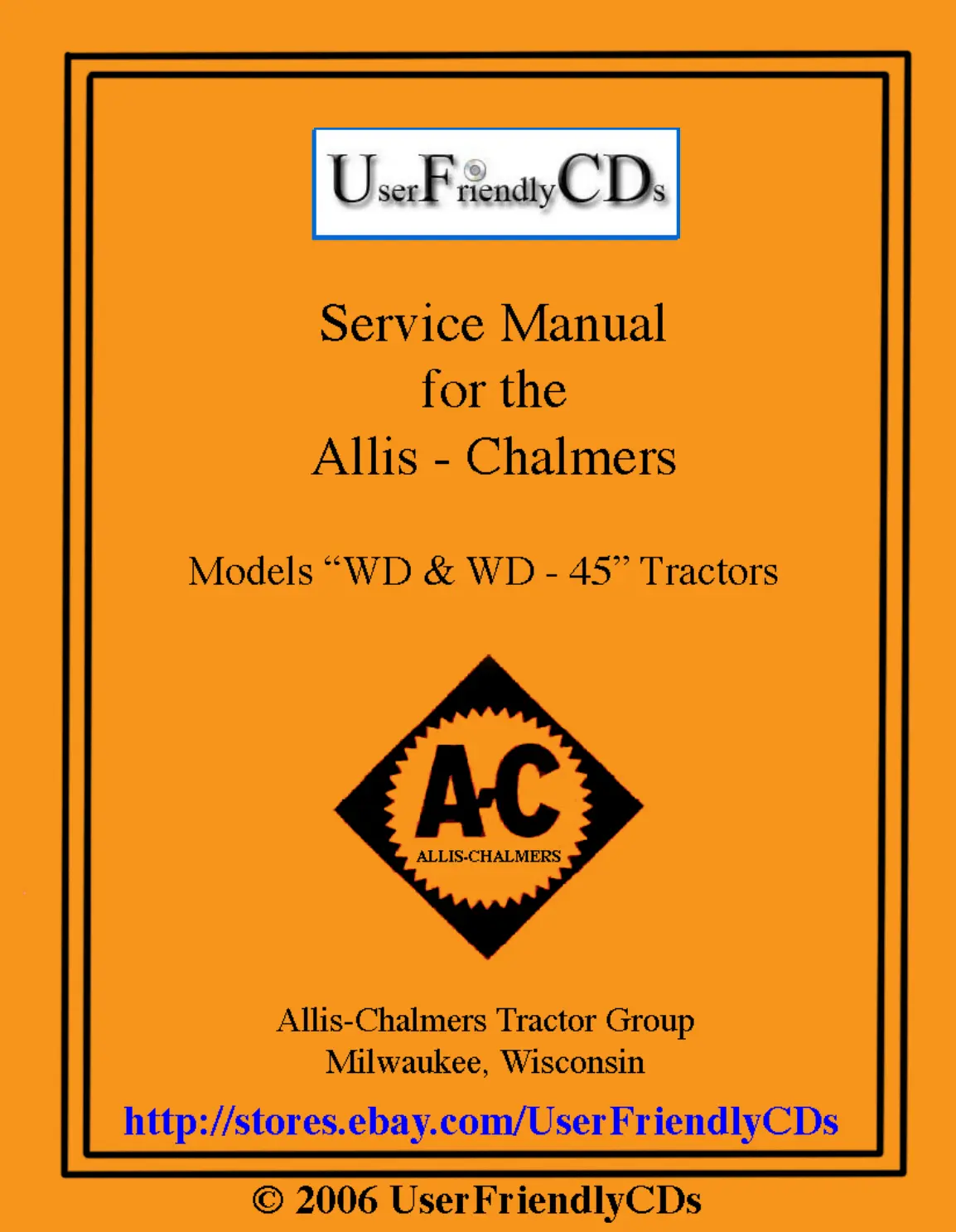 Allis Chalmers WD45 Diesel tractor Service & Repair Manual preview page 1