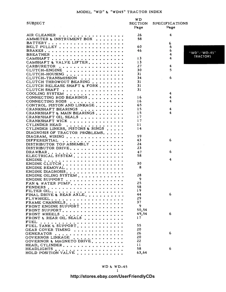 Allis Chalmers WD45 Diesel tractor Service & Repair Manual preview page 3