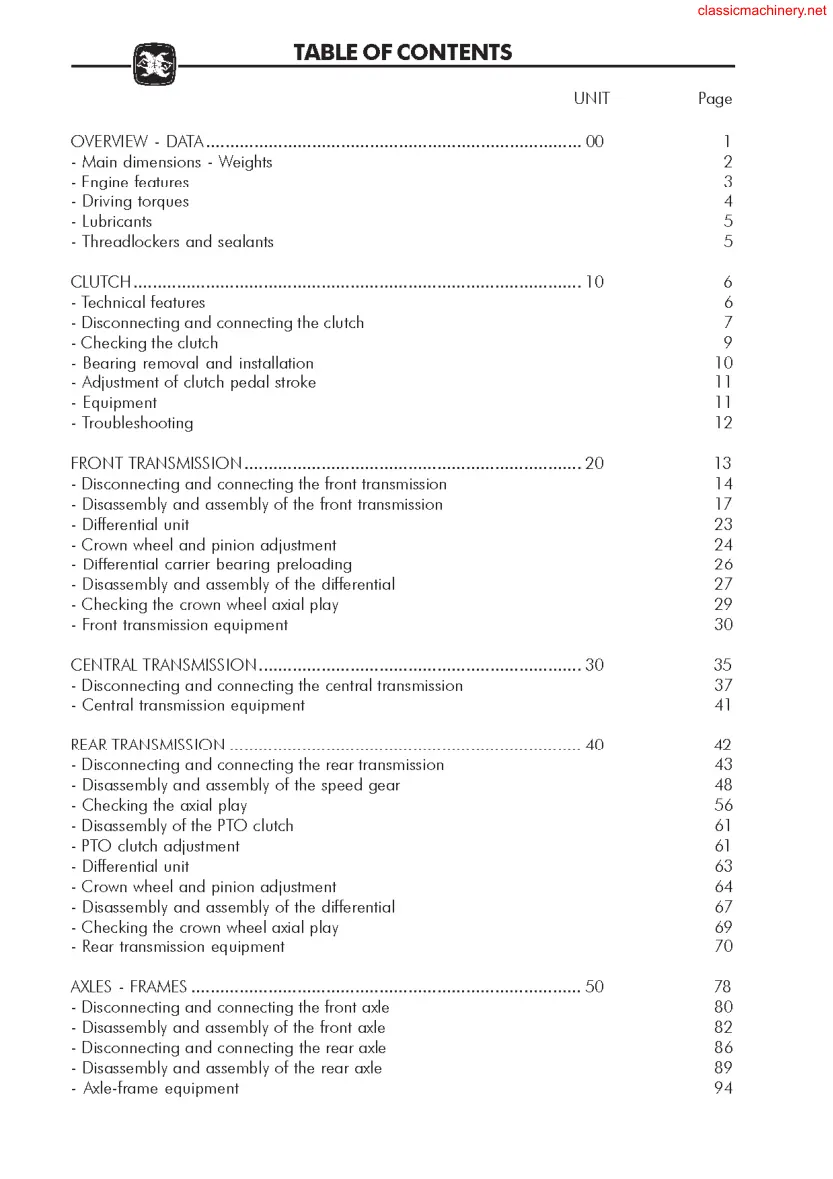 Antonio Carraro Tigre Country 4300 Tractor Service & Repair Manual preview page 4
