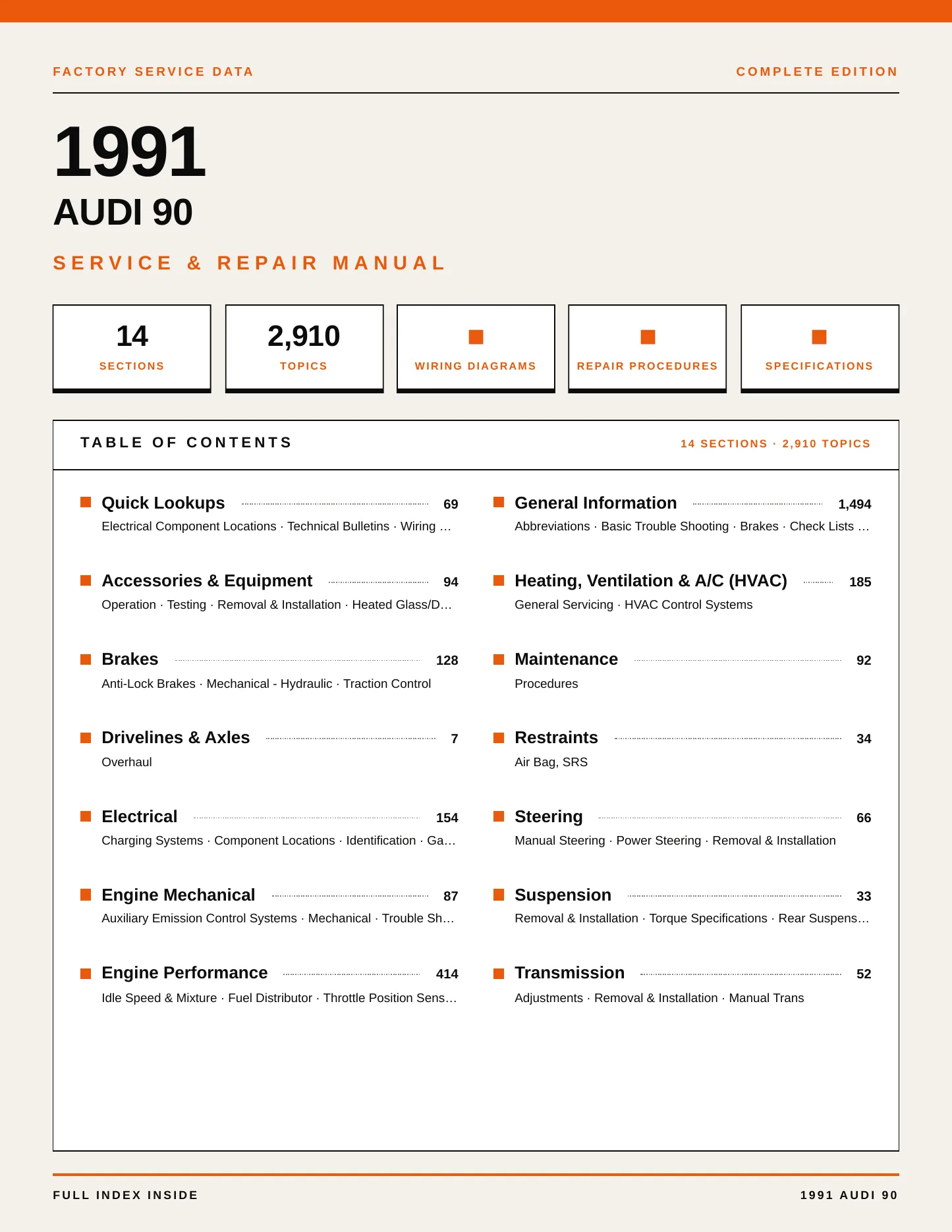 1991 Audi 90 Service and Repair Manual preview page 1