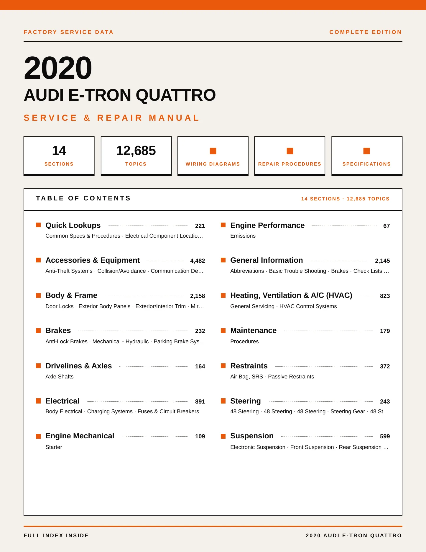 2020 Audi e-tron Quattro Service and Repair Manual preview page 1