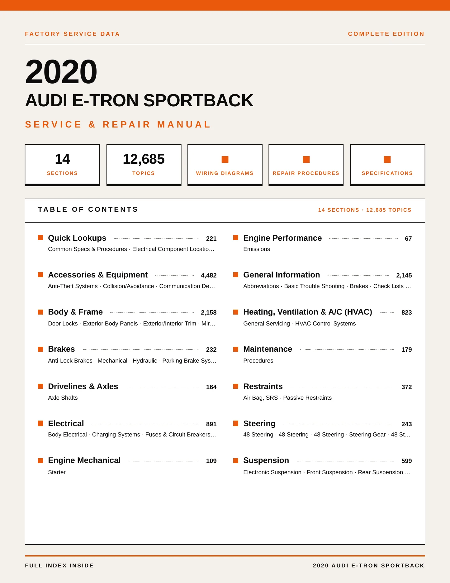 2020 Audi e-tron Sportback Service and Repair Manual preview page 1