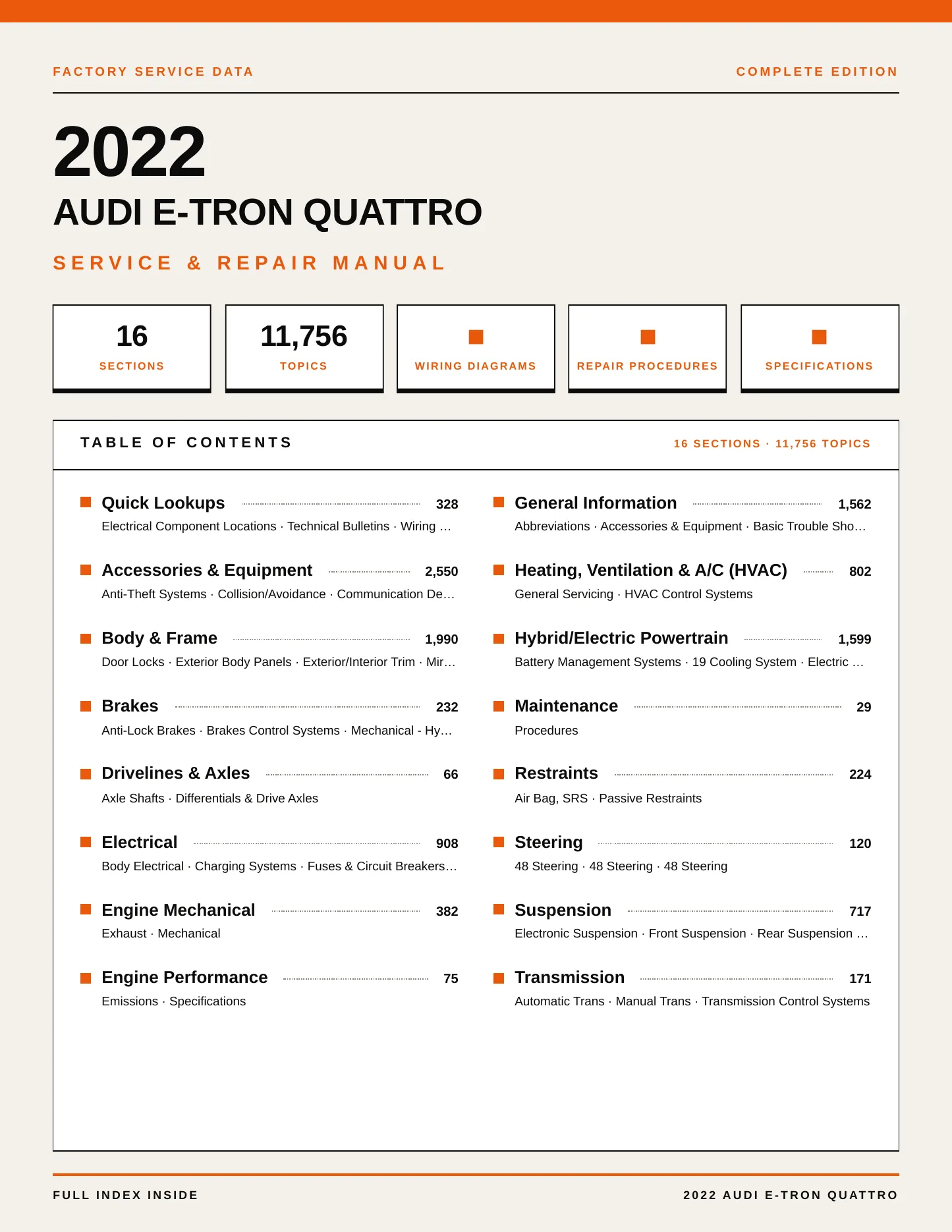 2022 Audi e-tron Quattro Service and Repair Manual preview page 1