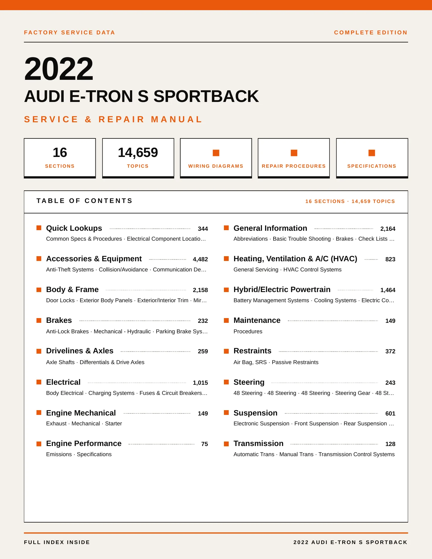 2022 Audi e-tron S Sportback Service and Repair Manual preview page 1