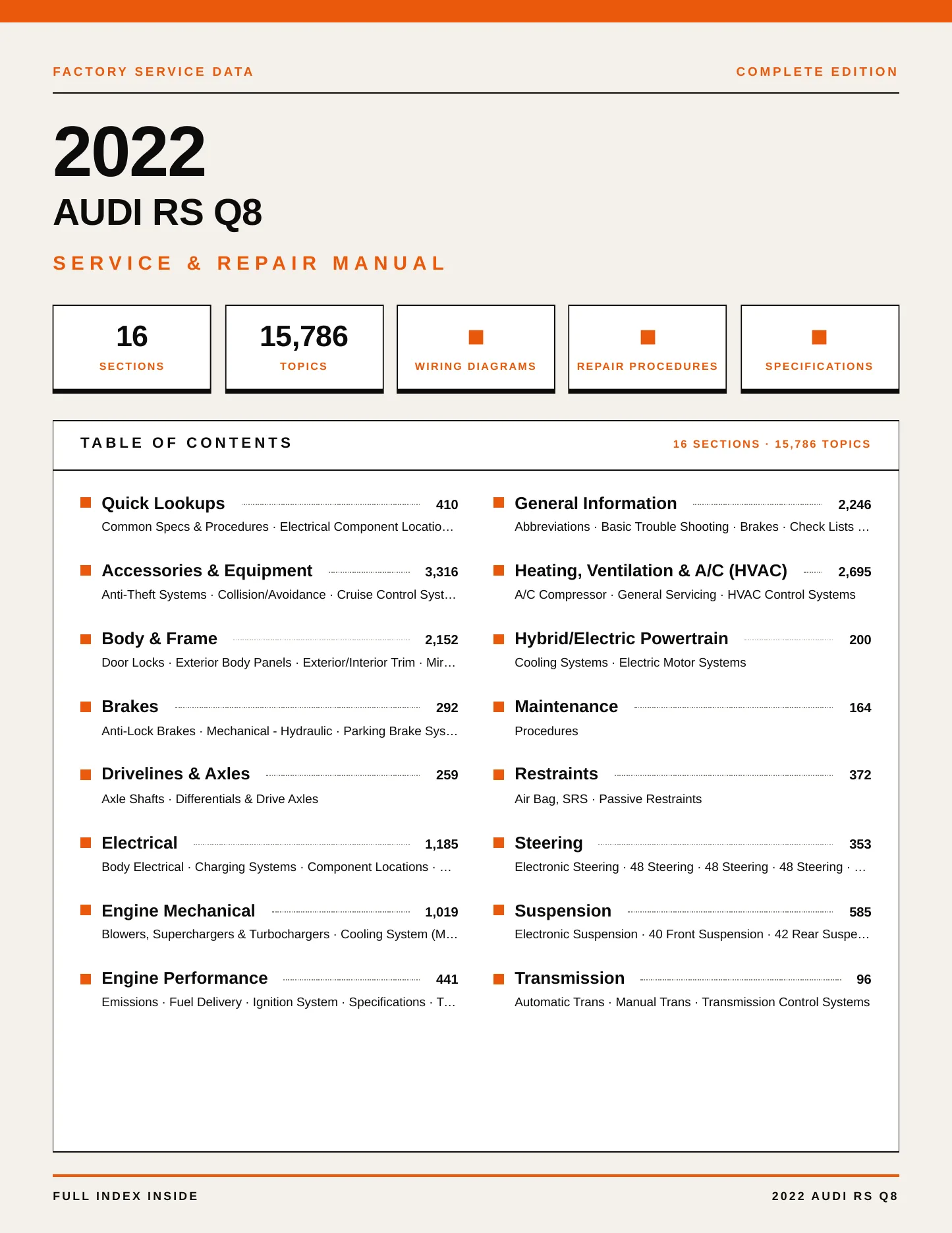 2022 Audi RS Q8 service manual page 1