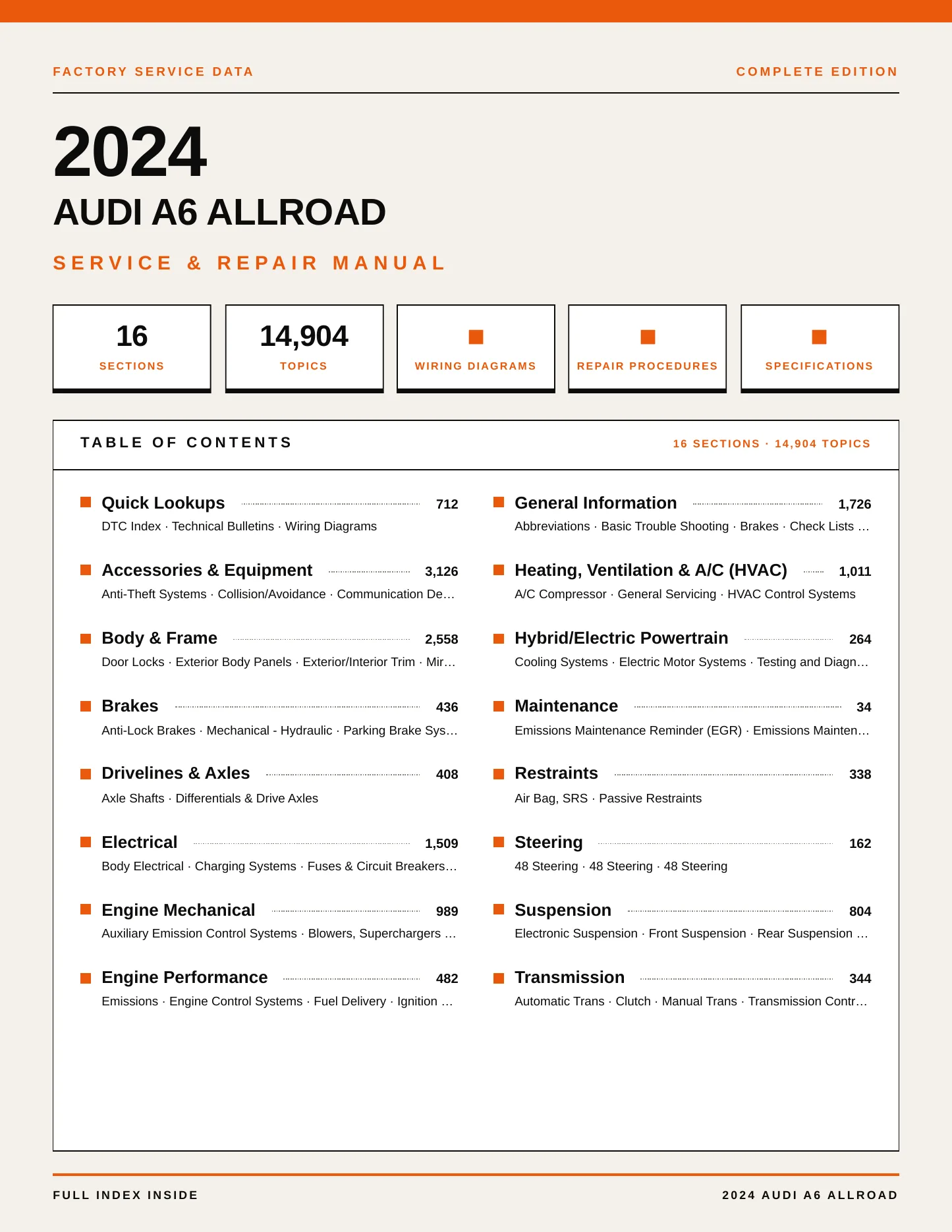 2024 Audi A6 allroad Service and Repair Manual preview page 1