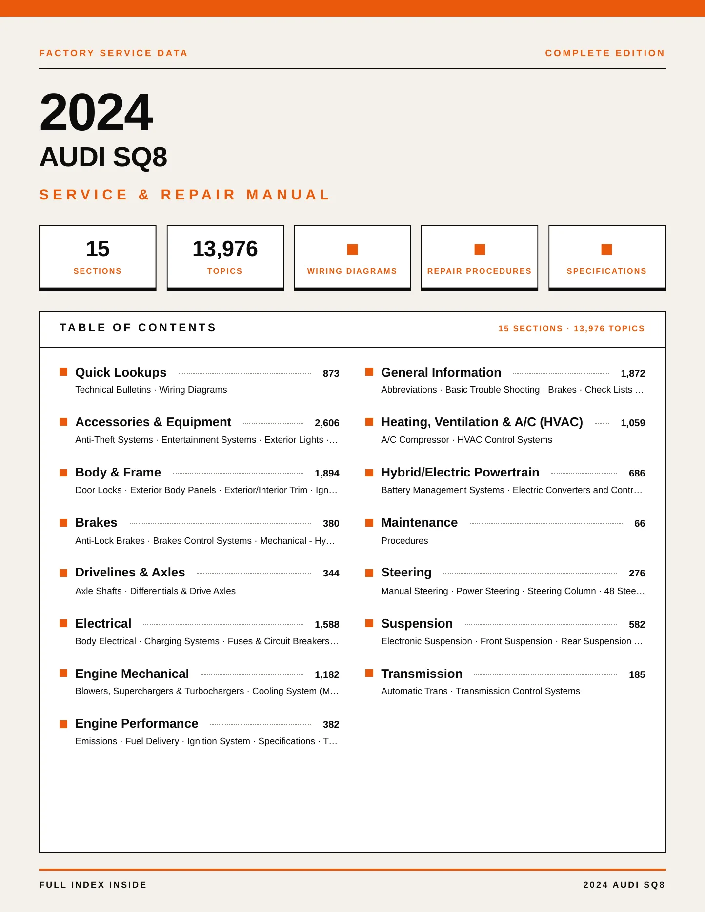 2024 Audi SQ8 Service and Repair Manual preview page 1