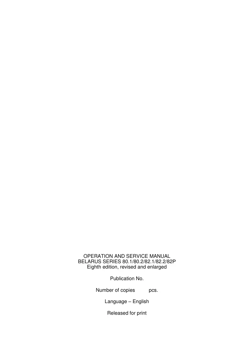 Belarus 80 series Tractor Service & Repair Manual preview page 1