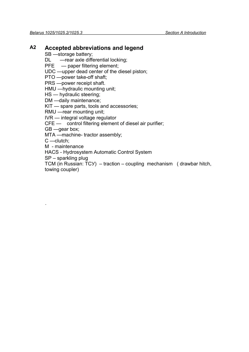 Belarus b 1025 1025. 1025.3 Tractor Operator's Manual preview page 6