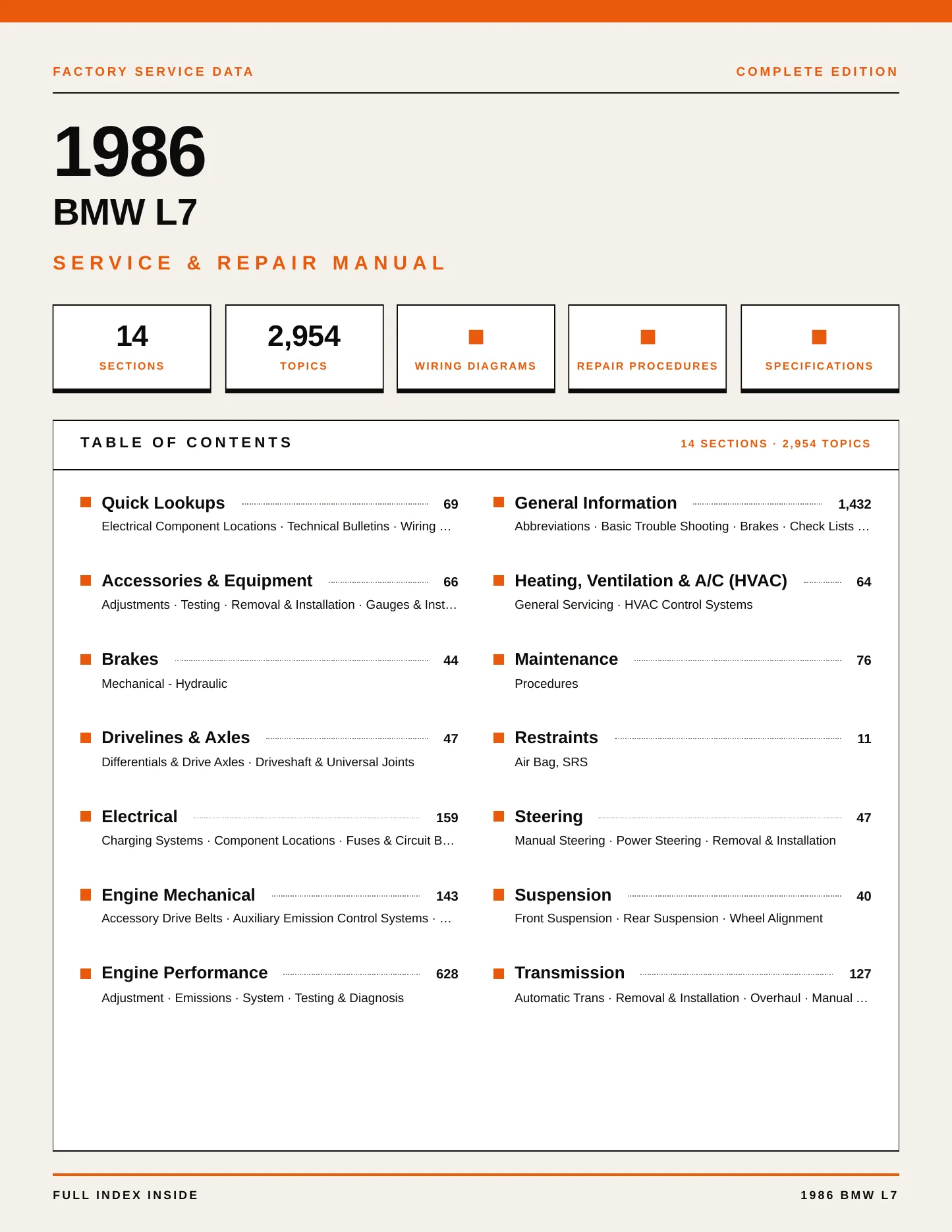 1986 BMW L7 Service and Repair Manual preview page 1