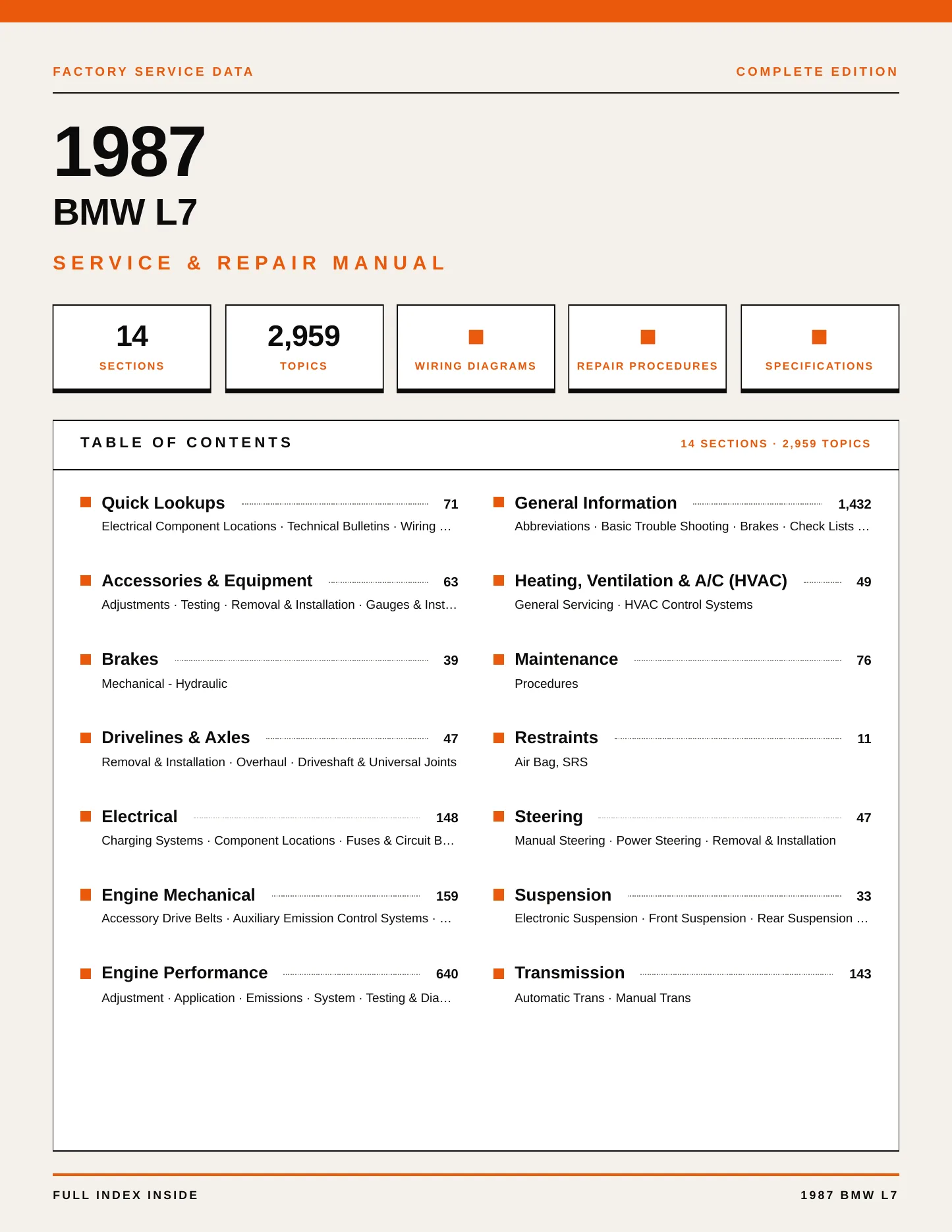 1987 BMW L7 Service and Repair Manual preview page 1