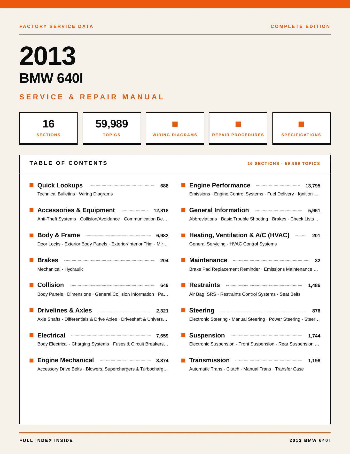 2013 BMW 640i Service and Repair Manual preview page 1