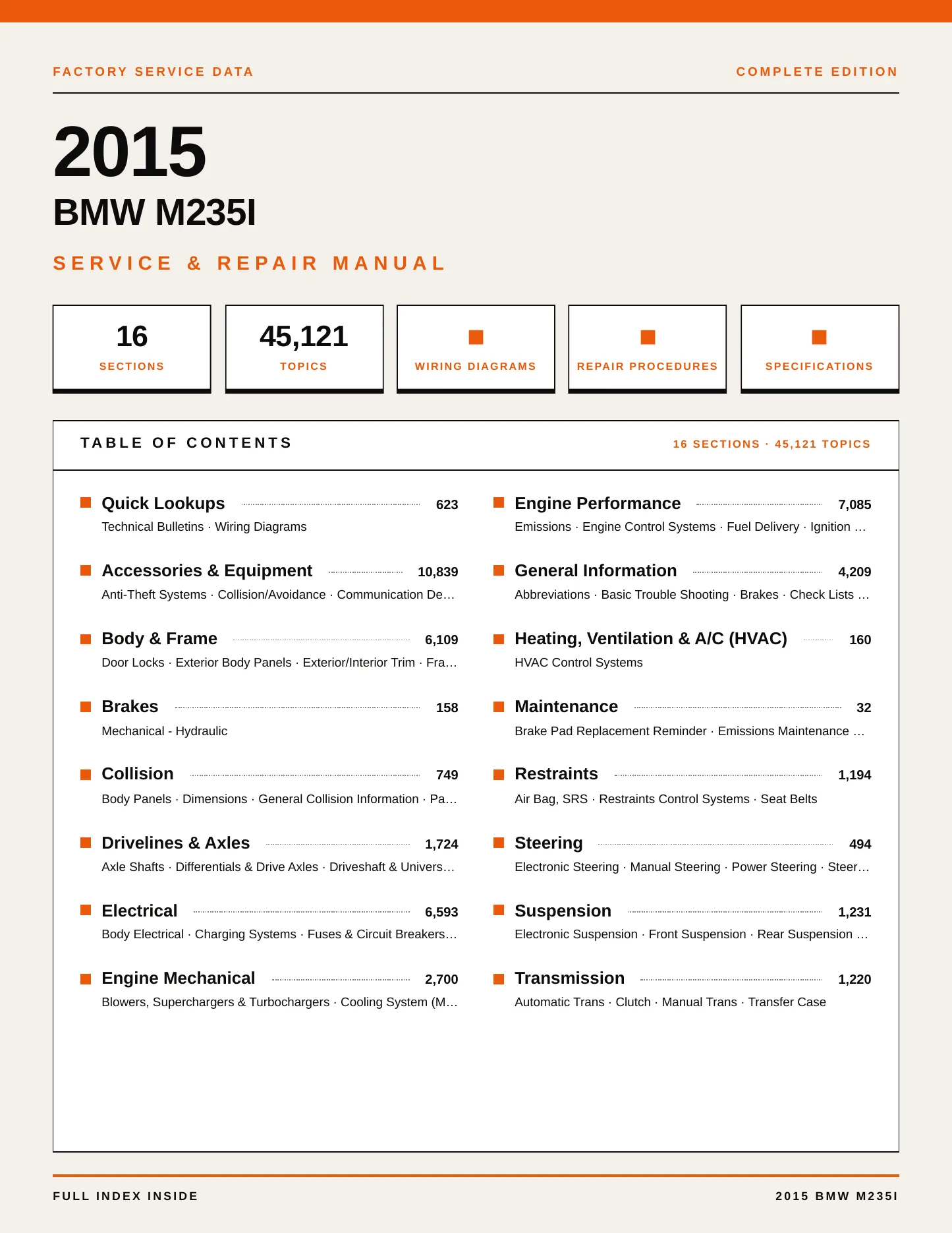2015 BMW M235i Service and Repair Manual preview page 1