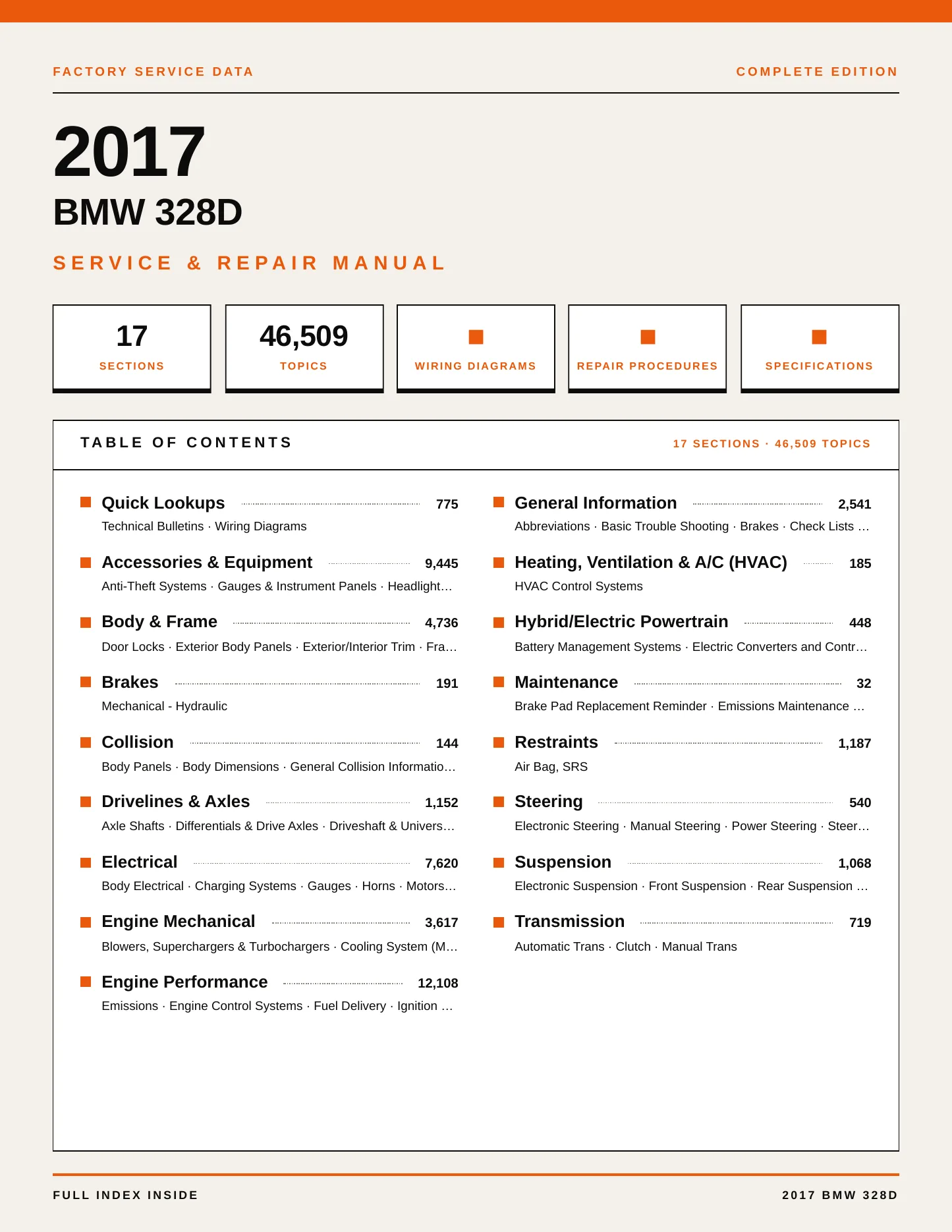 2017 BMW 328d Service and Repair Manual preview page 1