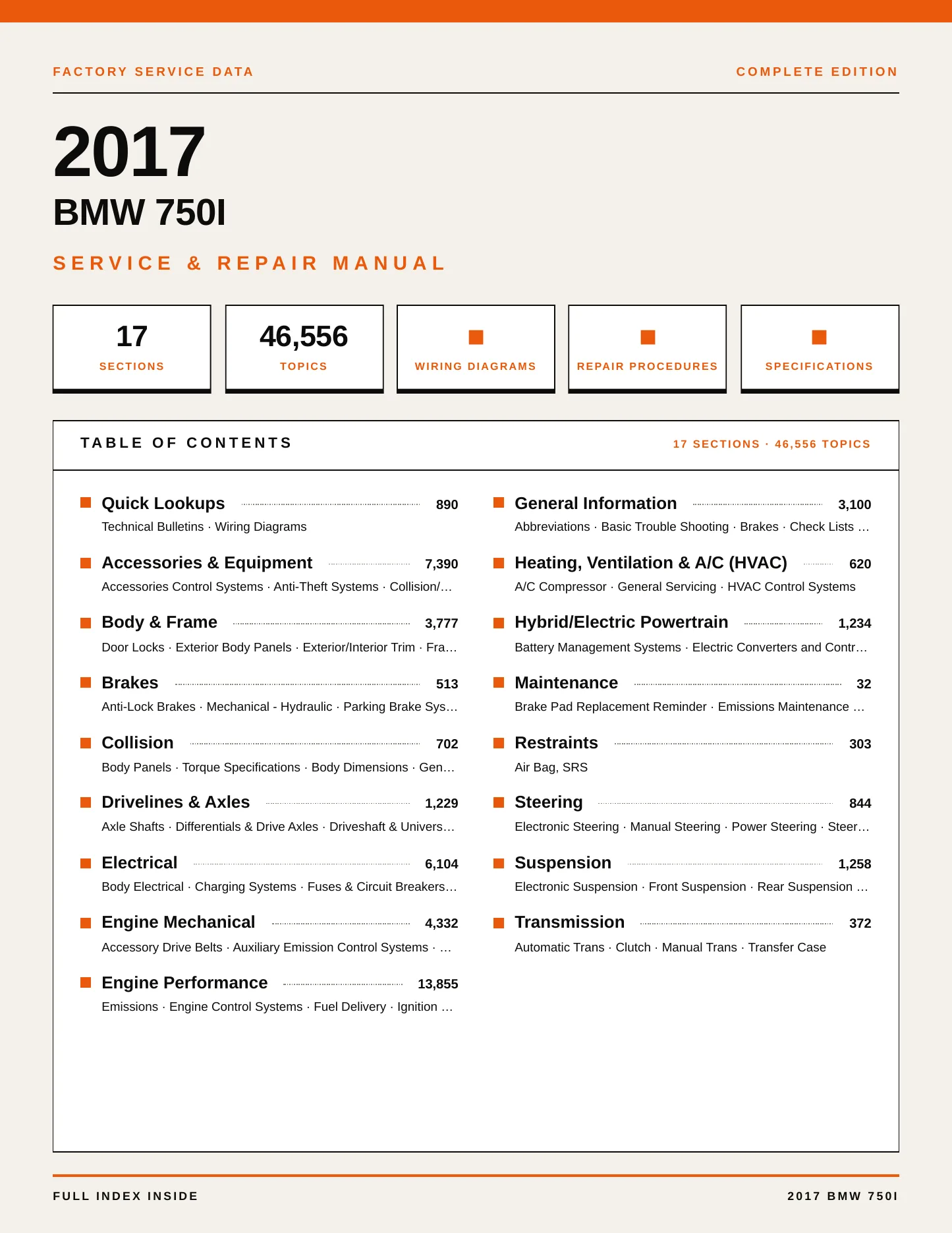 2017 BMW 750i Service and Repair Manual preview page 1
