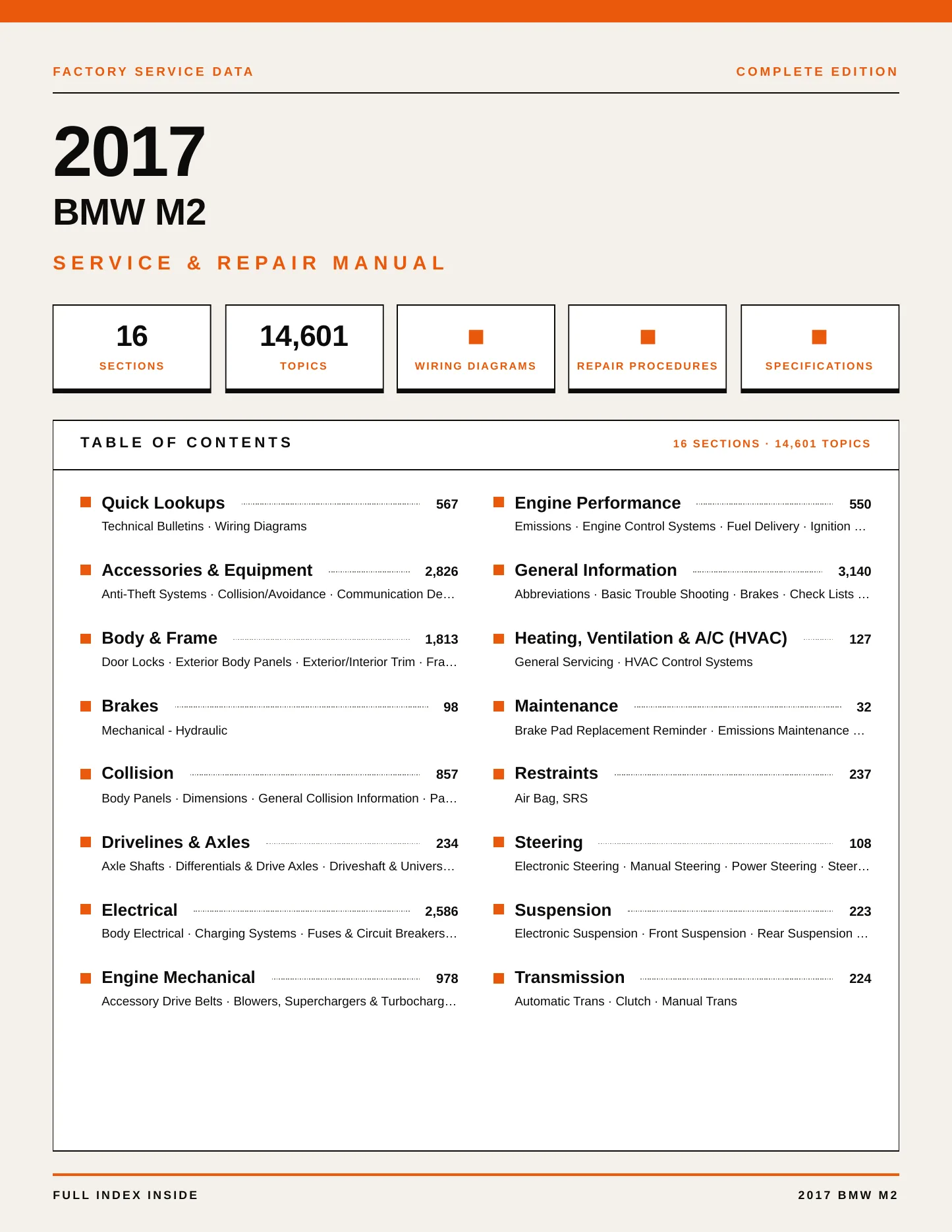 2017 BMW M2 Service and Repair Manual preview page 1