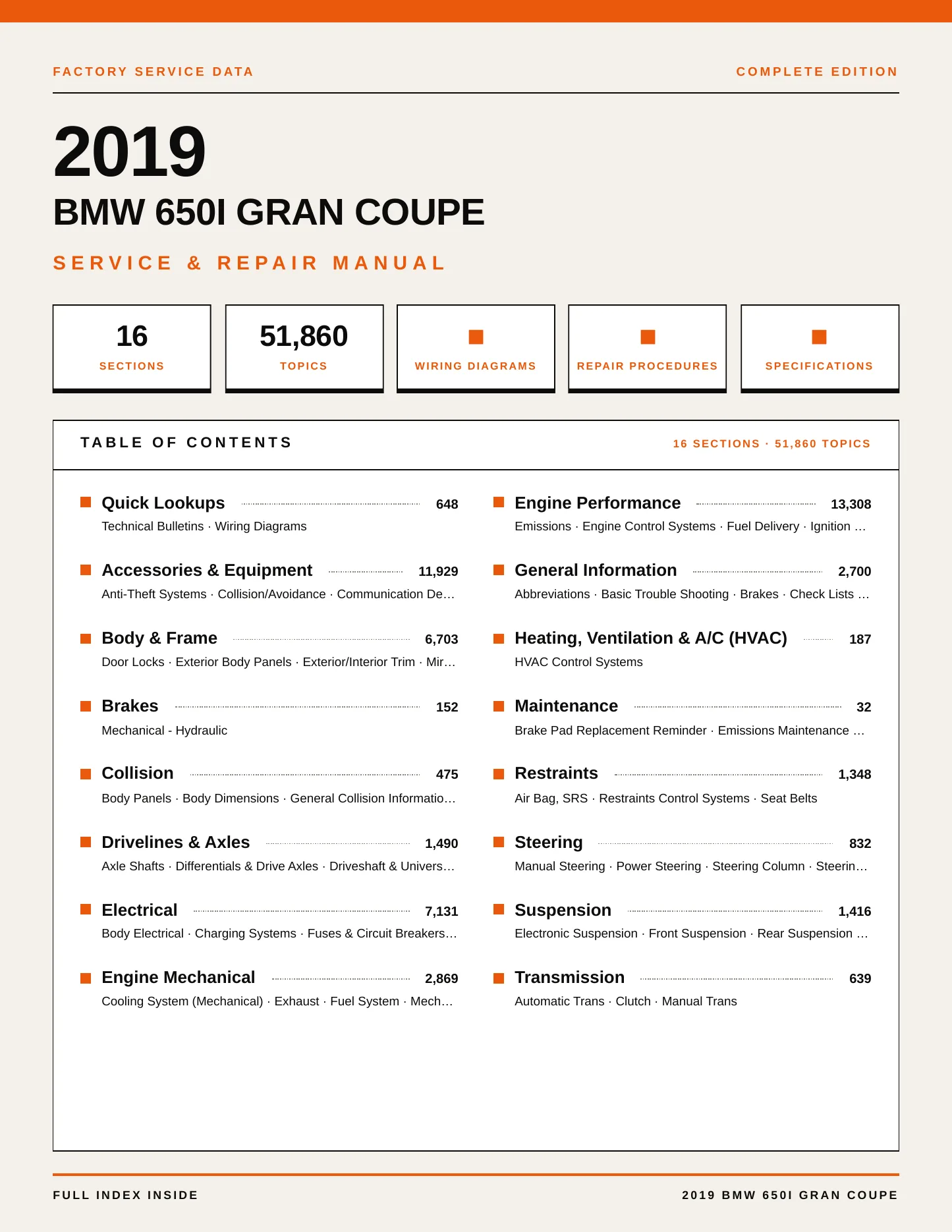 2019 BMW 650i Gran Coupe Service and Repair Manual preview page 1