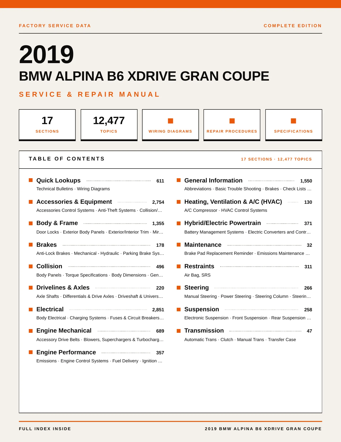 2019 BMW Alpina B6 xDrive Gran Coupe Service and Repair Manual preview page 1
