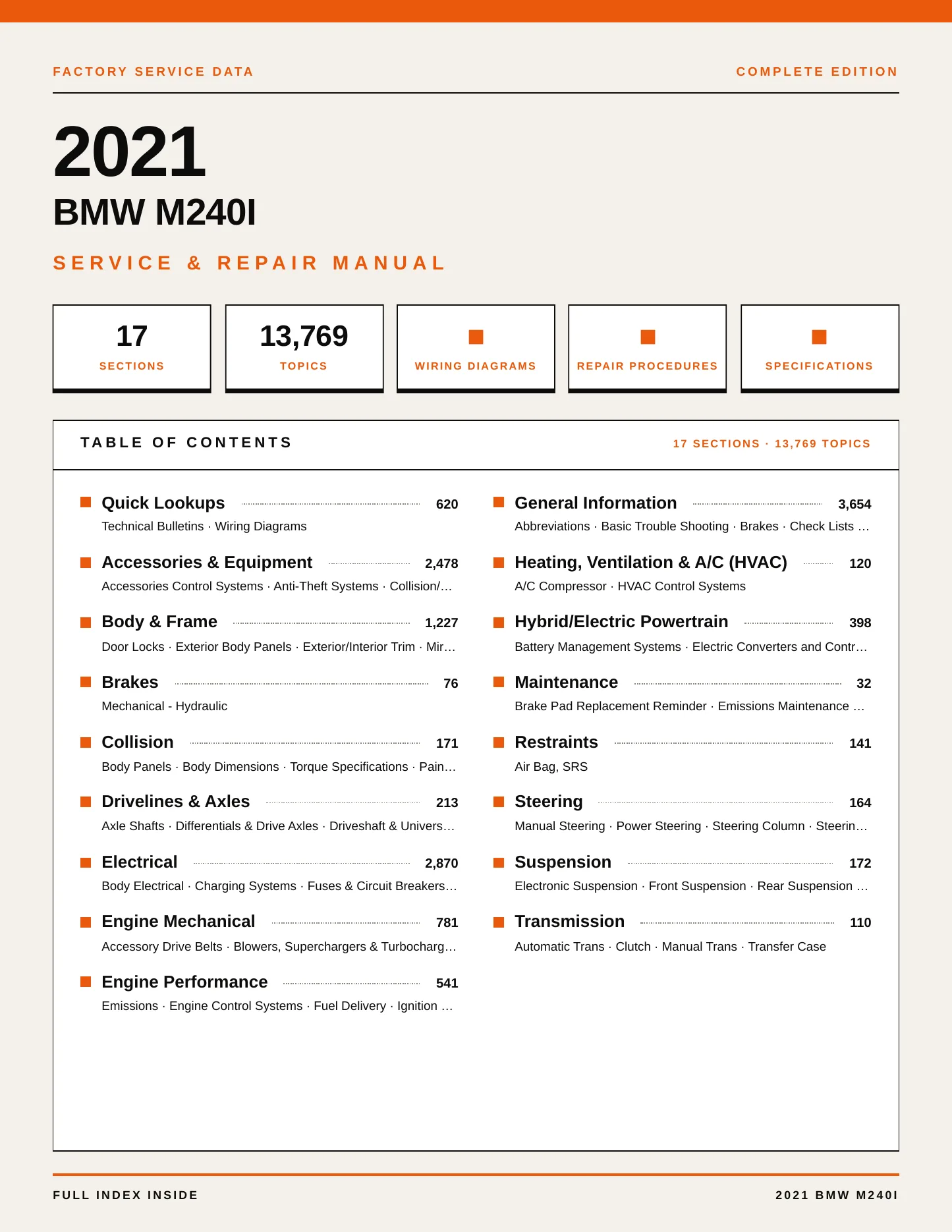 2021 BMW M240i Service and Repair Manual preview page 1