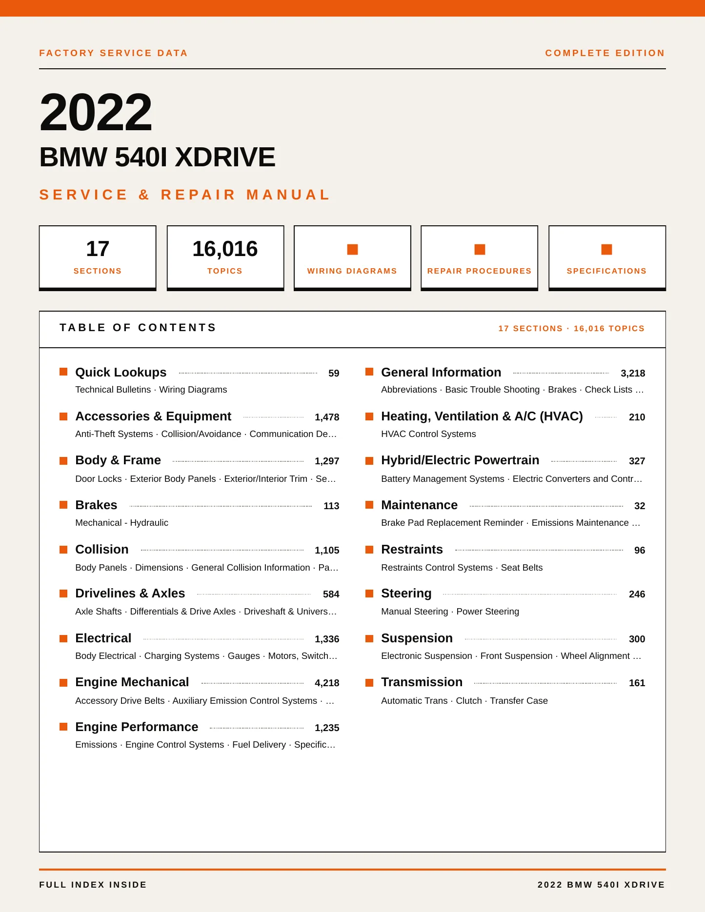 2022 BMW 540i xDrive Service and Repair Manual preview page 1