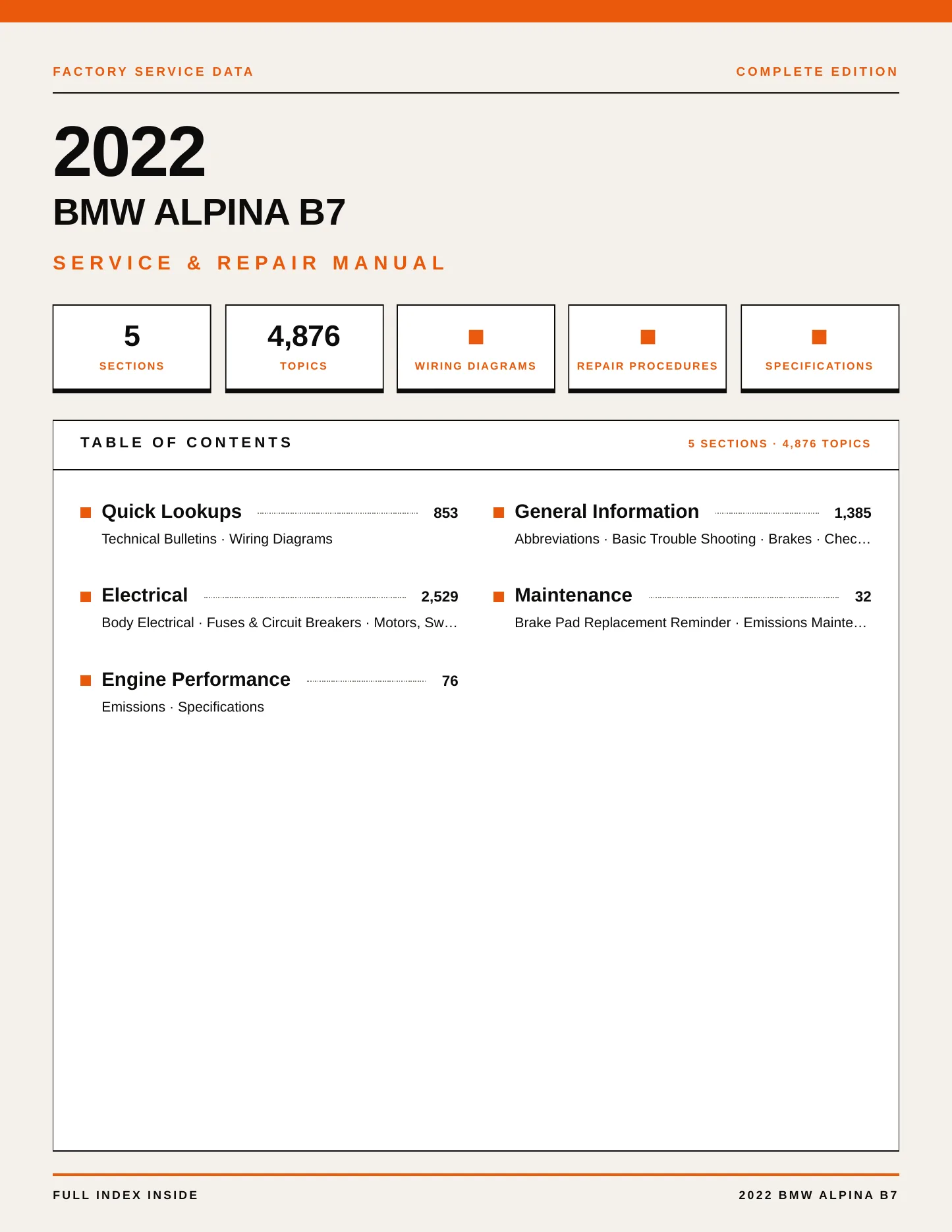 2022 BMW Alpina B7 Service and Repair Manual preview page 1