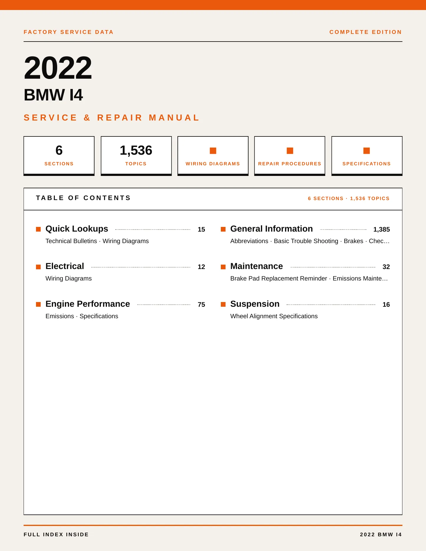 2022 BMW i4 Service and Repair Manual preview page 1