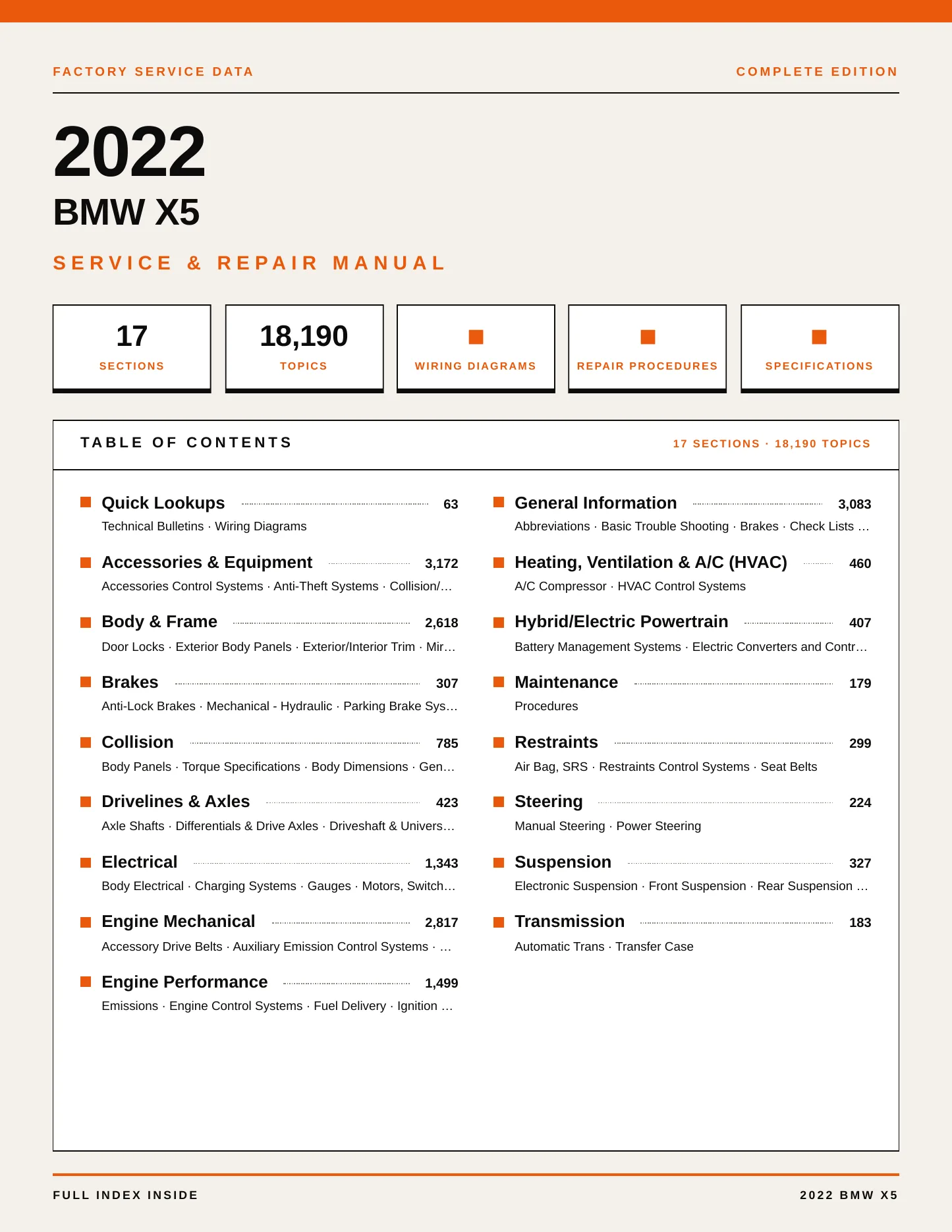 2022 BMW X5 Service and Repair Manual preview page 1