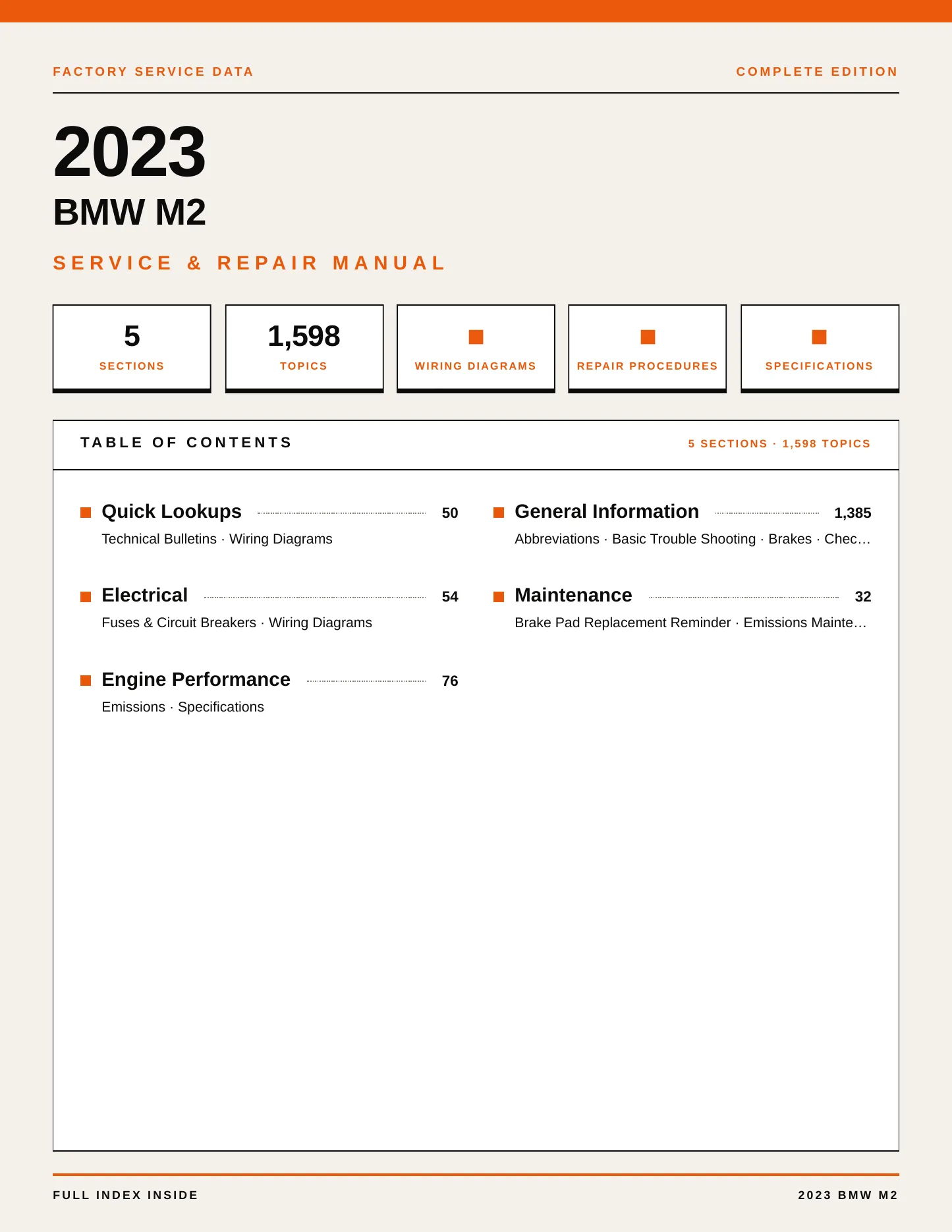 2023 BMW M2 Service and Repair Manual preview page 1