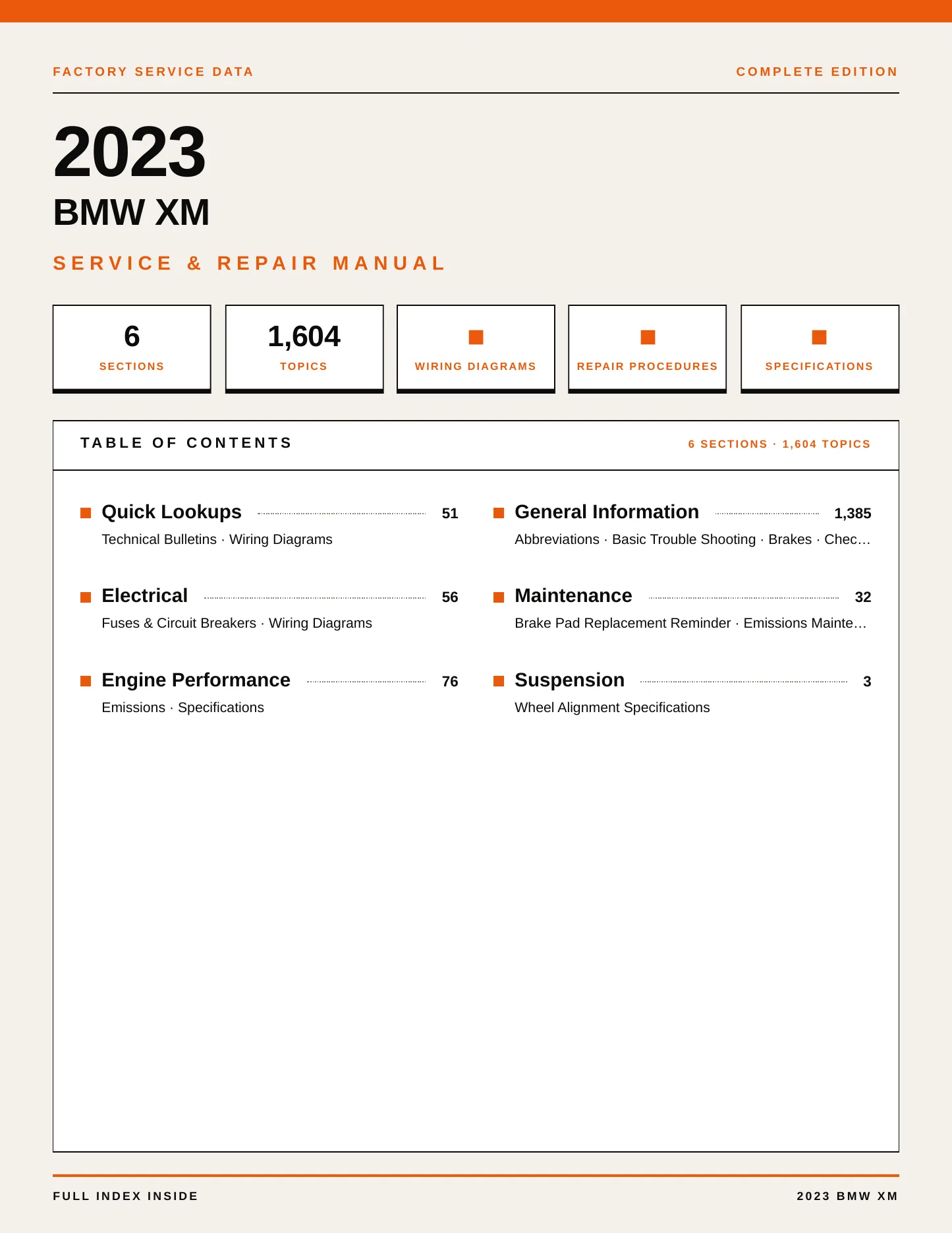 2023 BMW XM Service and Repair Manual preview page 1