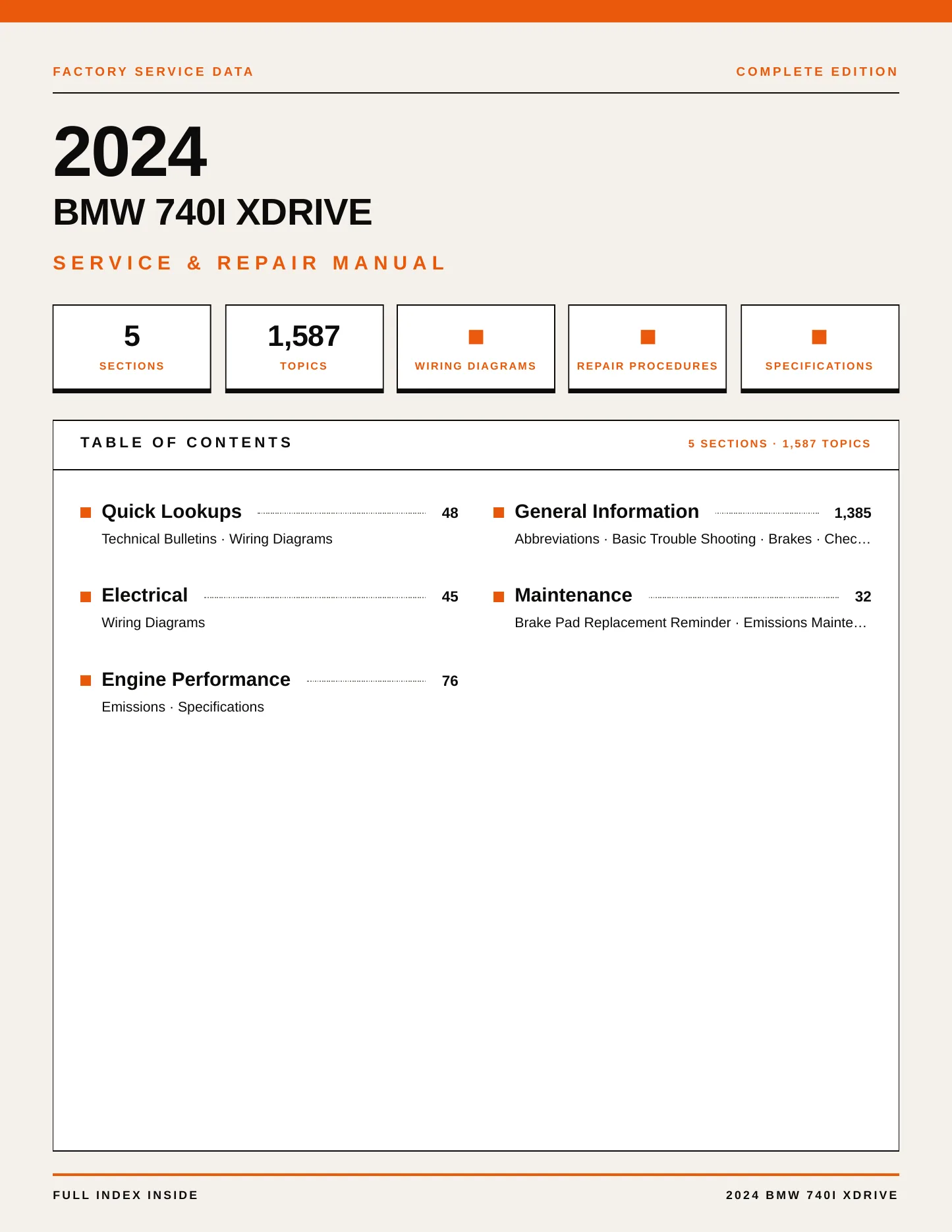 2024 BMW 740i xDrive Service and Repair Manual preview page 1
