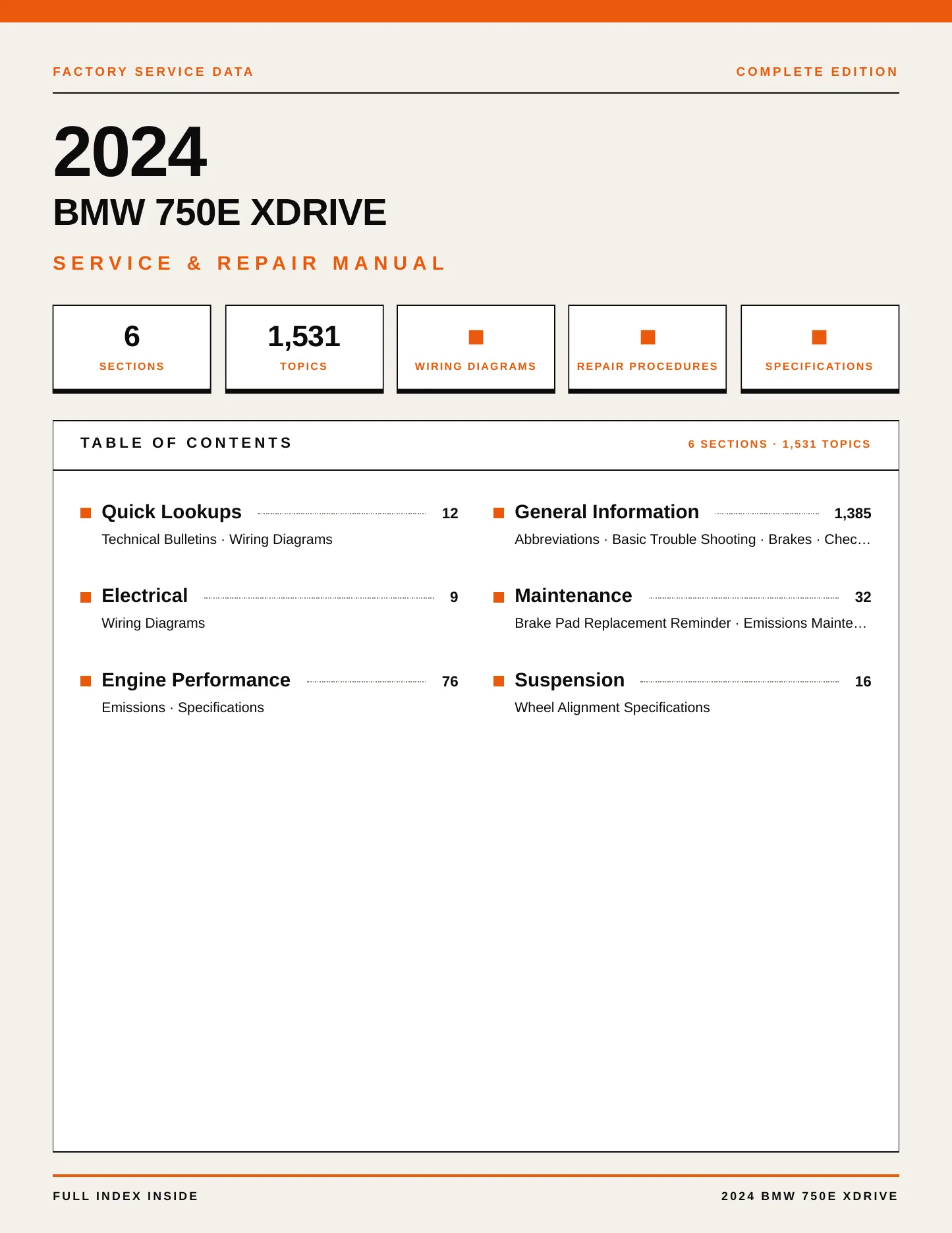 2024 BMW 750e xDrive Service and Repair Manual preview page 1