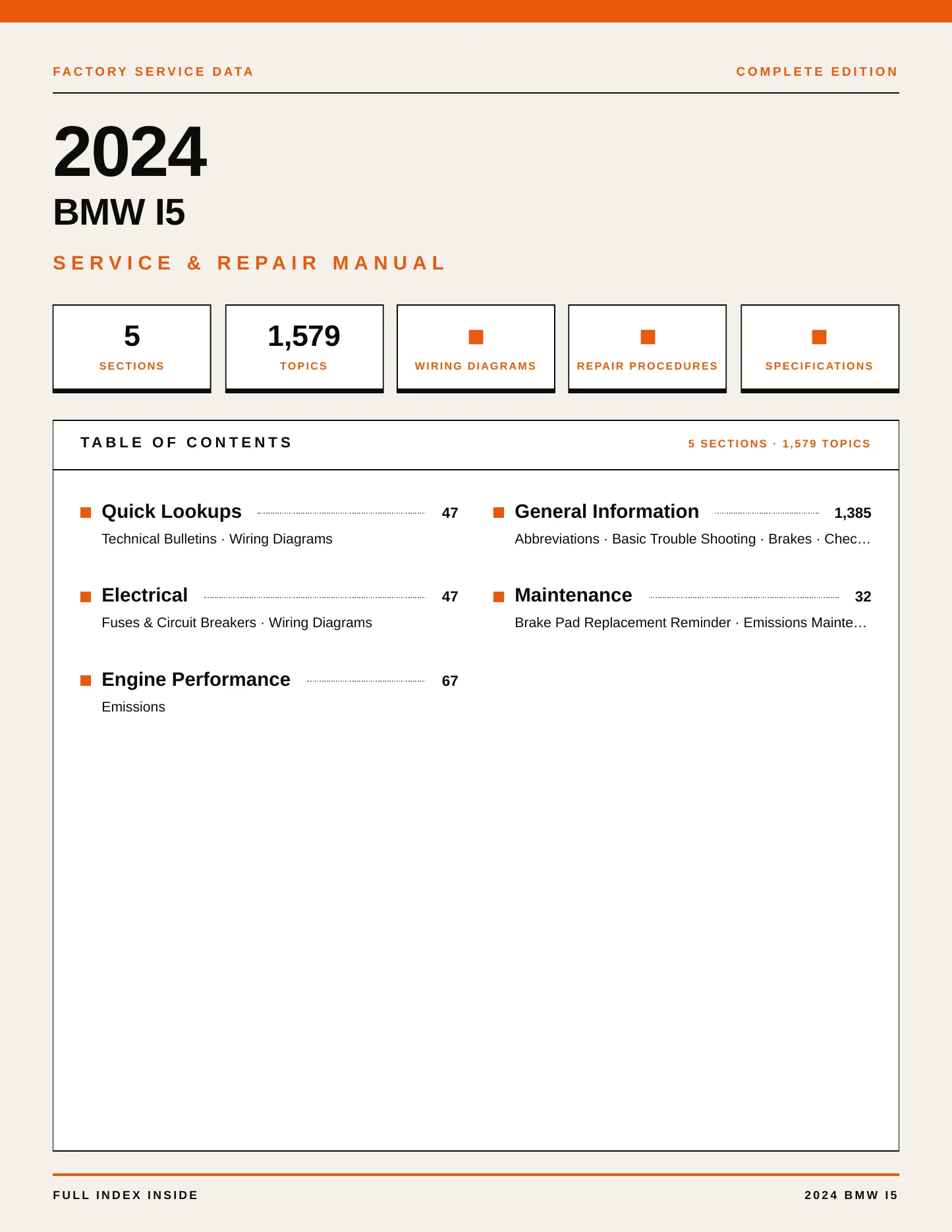 2024 BMW i5 Service and Repair Manual preview page 1